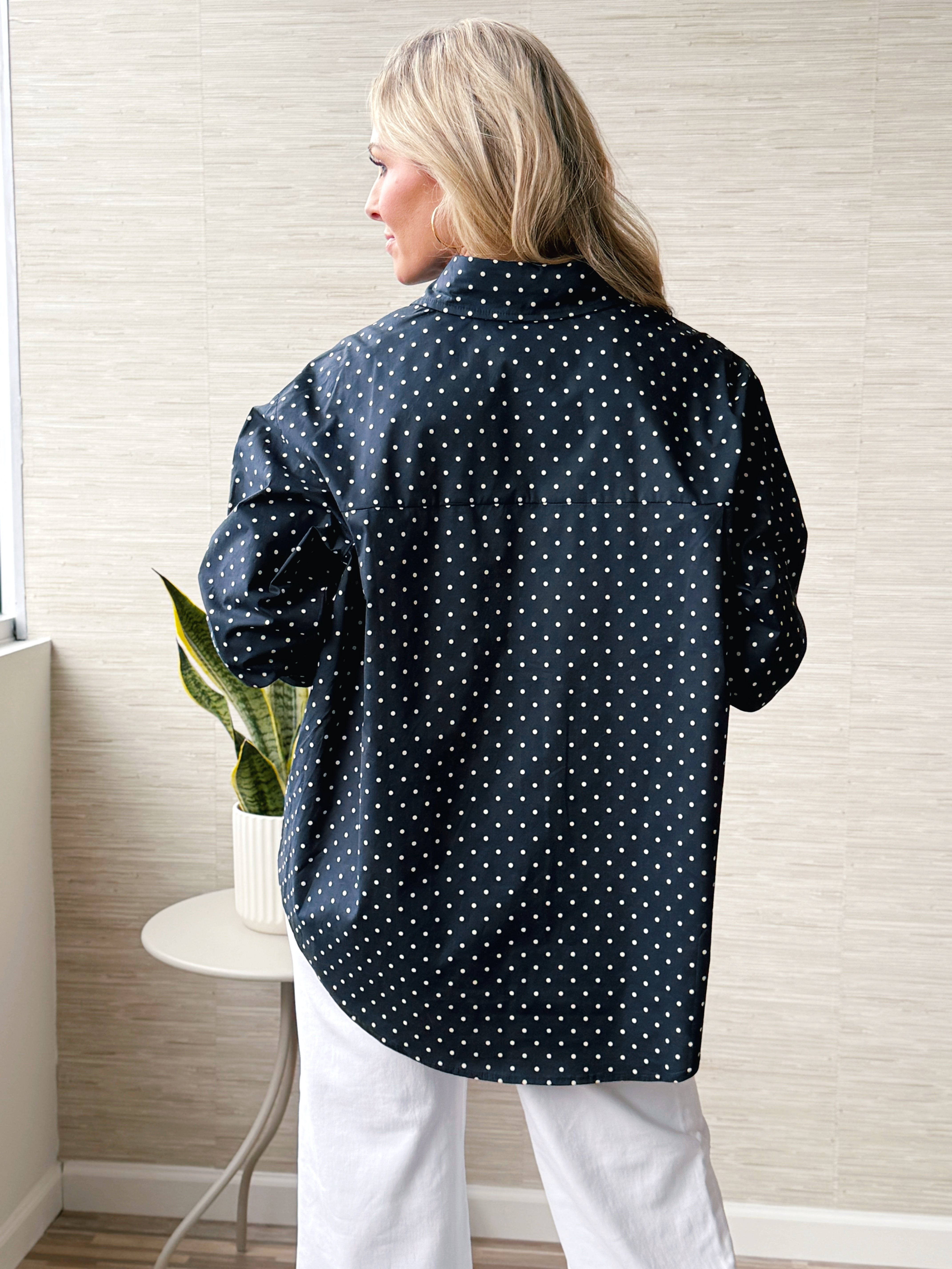 Karyn Blouse - NAVY - willows clothing L/S SHIRT