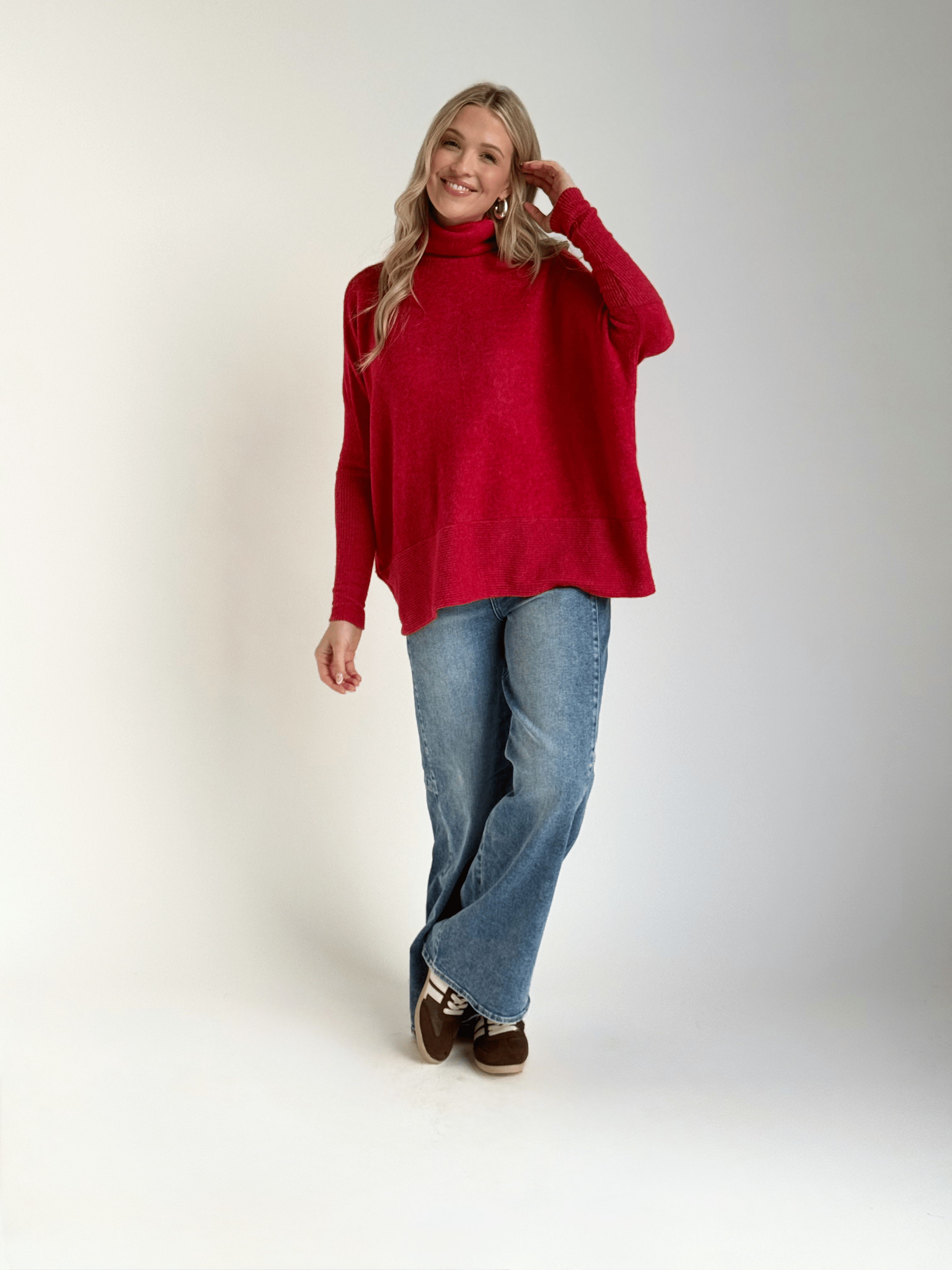 Kaya Sweater - DARK RED - willows clothing SWEATER