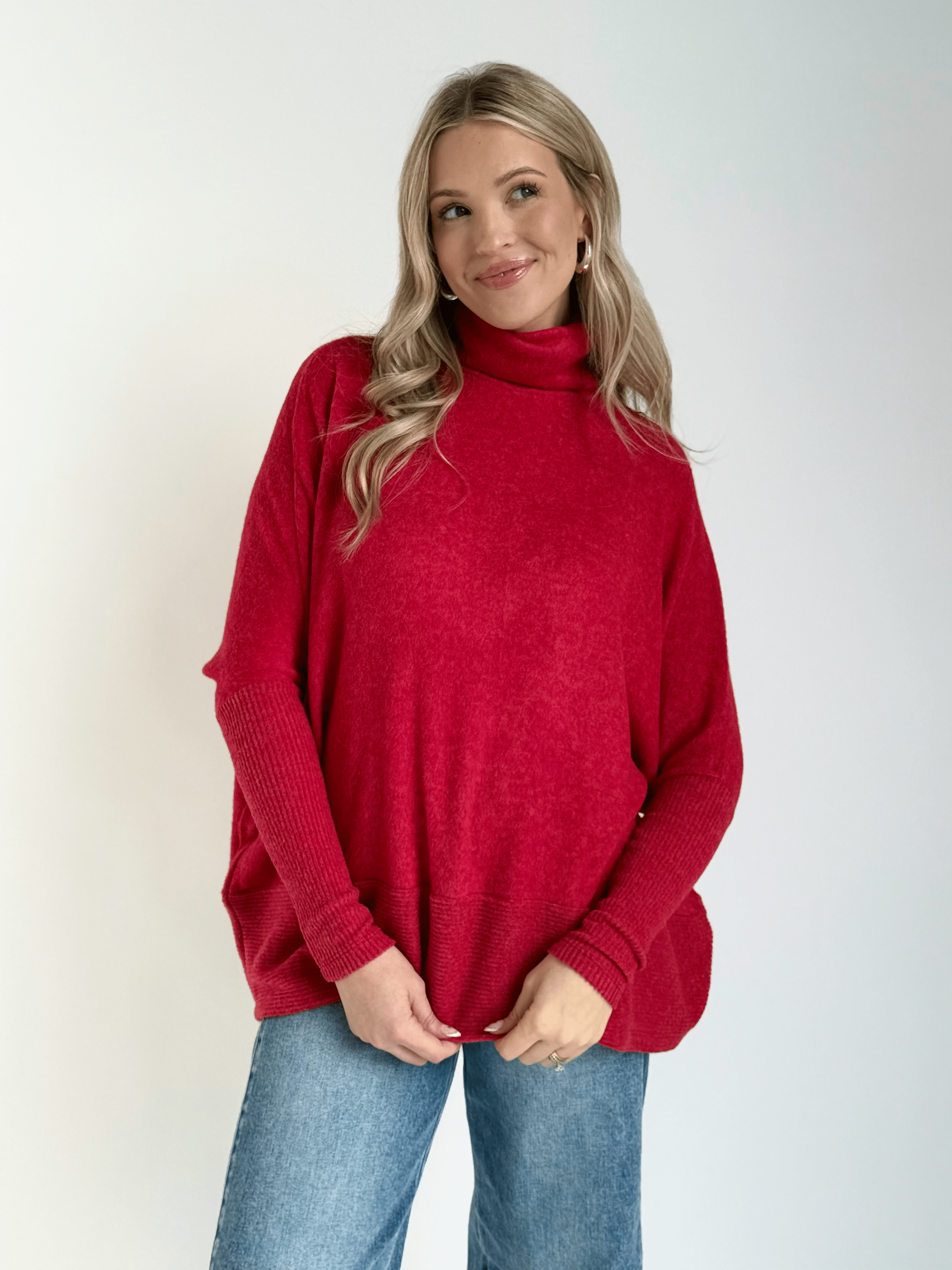 Kaya Sweater - DARK RED - willows clothing SWEATER