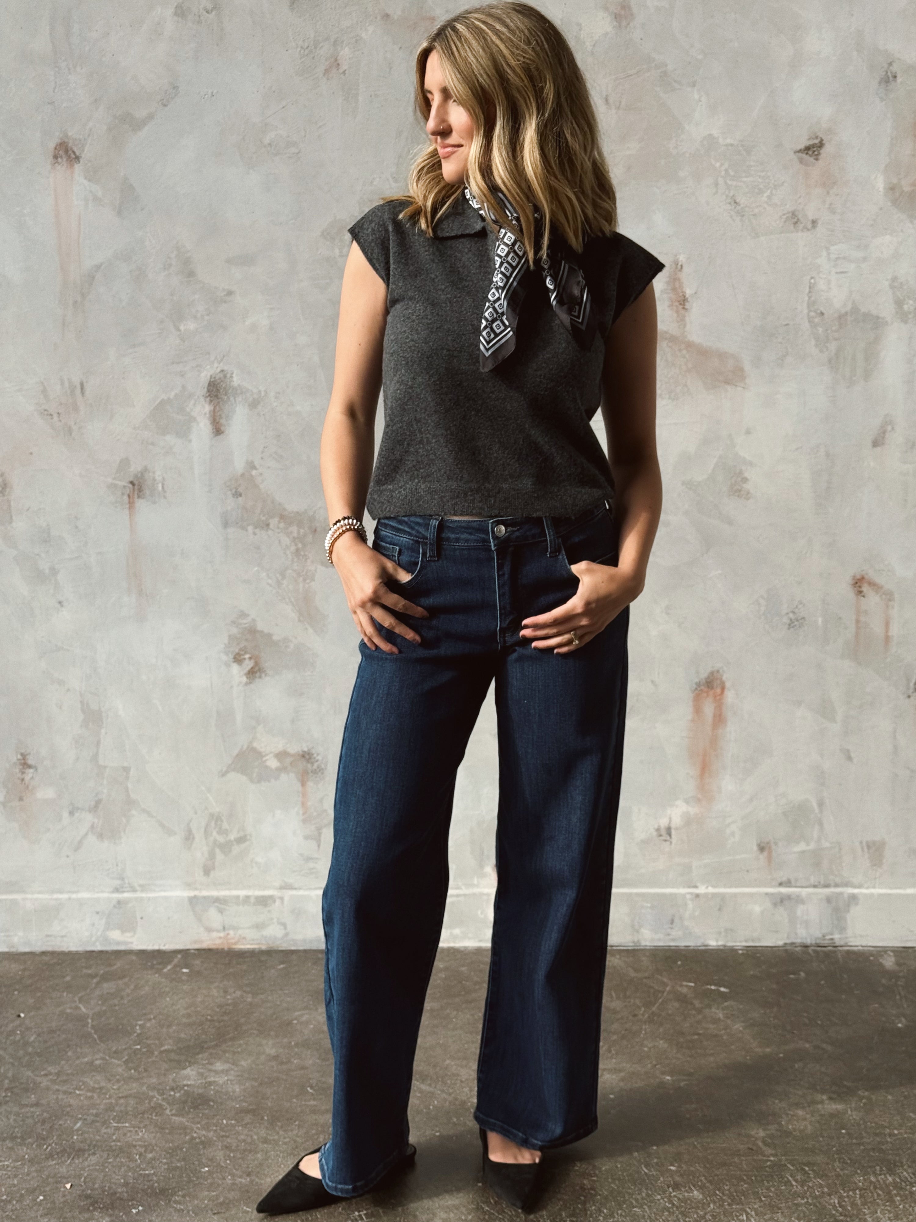 Kestra Sweater Vest - CHARCOAL - willows clothing SWEATER