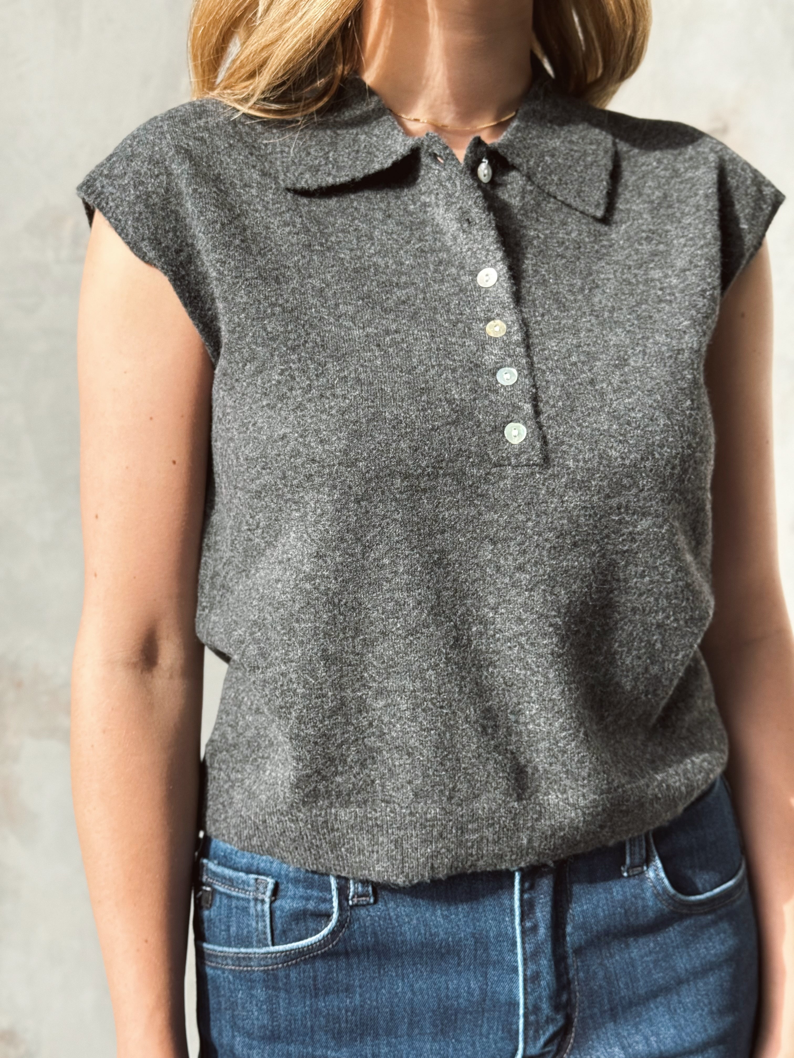 Kestra Sweater Vest - CHARCOAL - willows clothing SWEATER