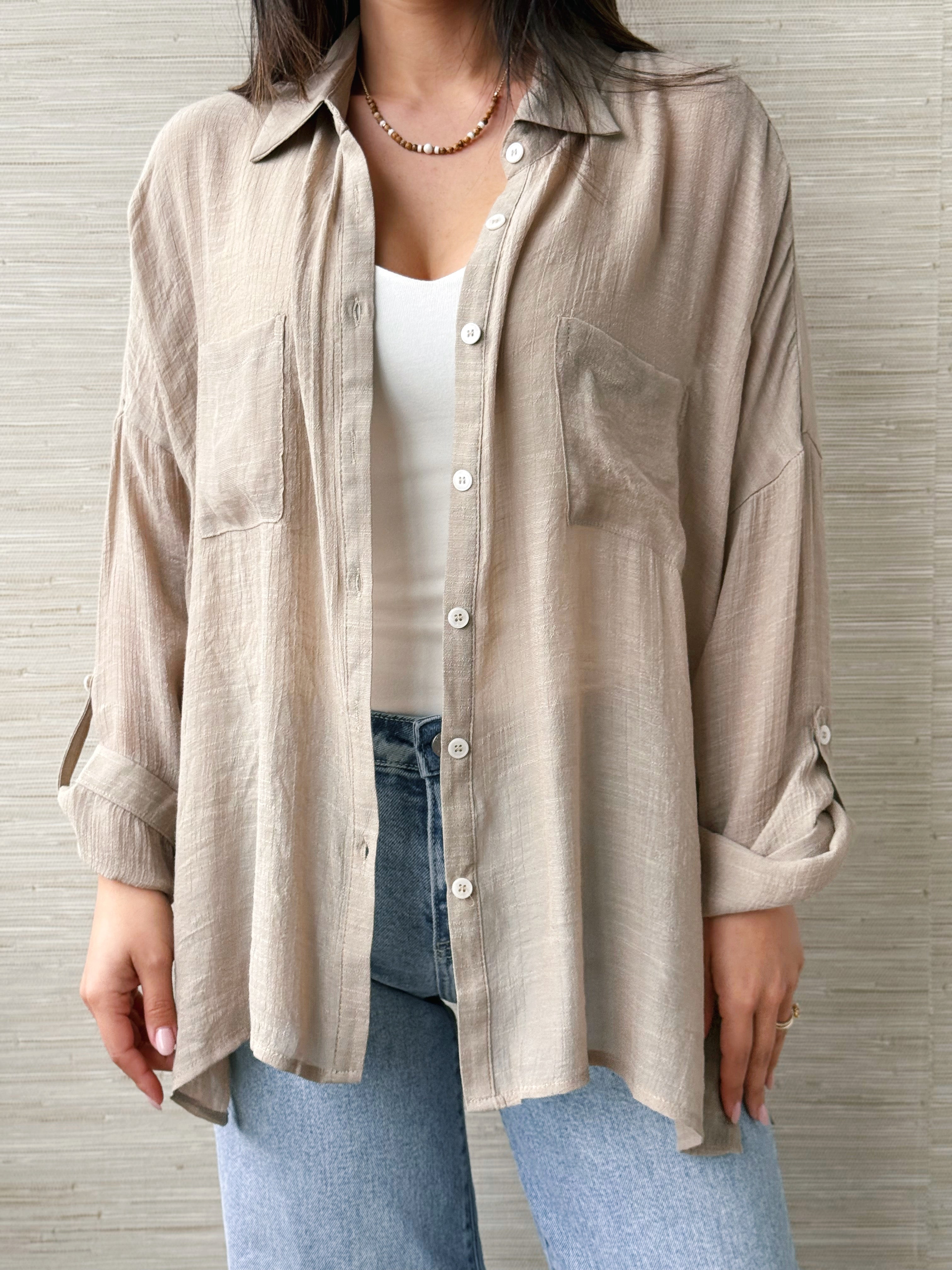 Kimber Shirt - TAUPE - willows clothing L/S SHIRT