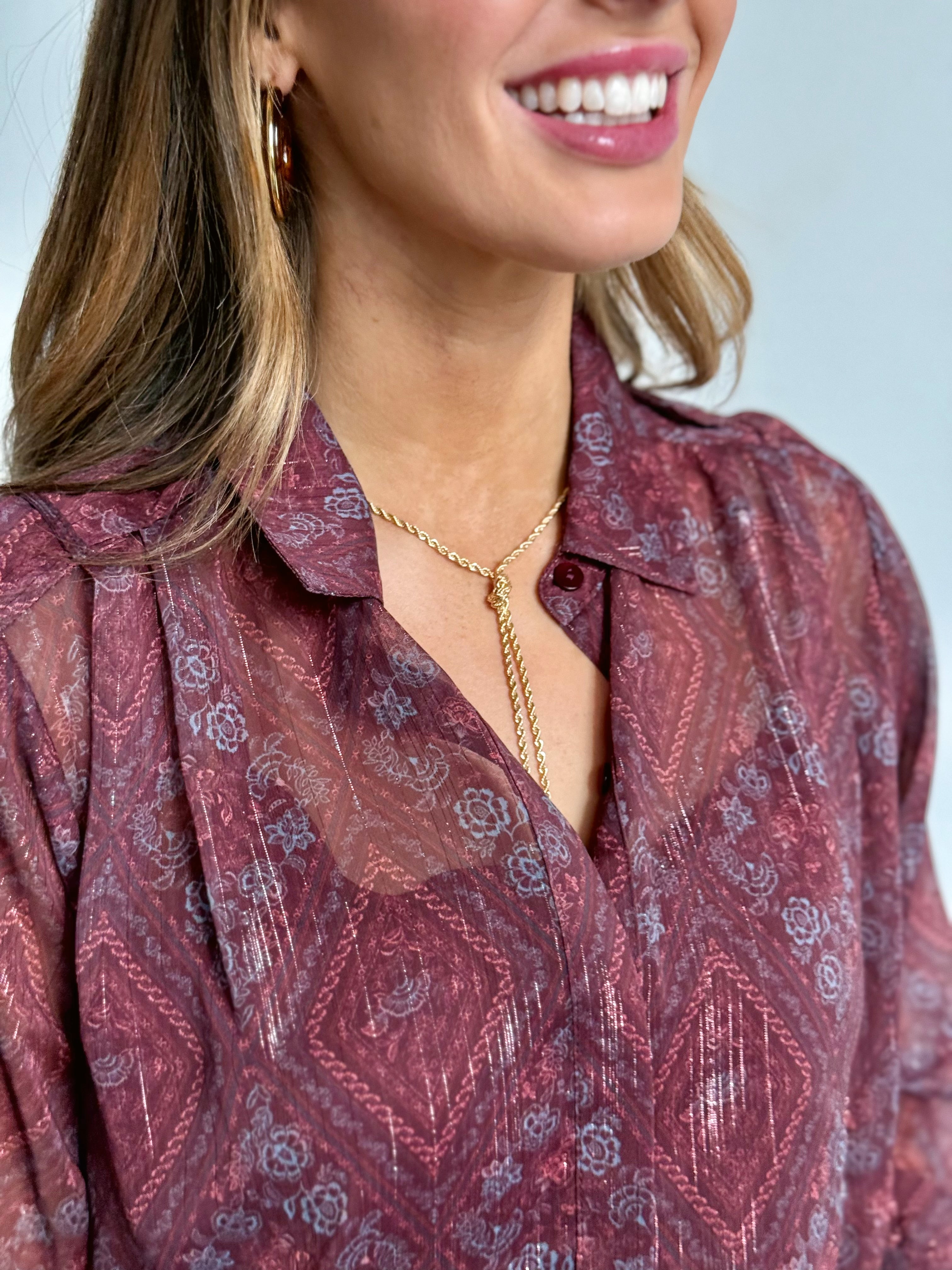 Knotted Lasso Necklace - GOLD - willows clothing NECKLACE