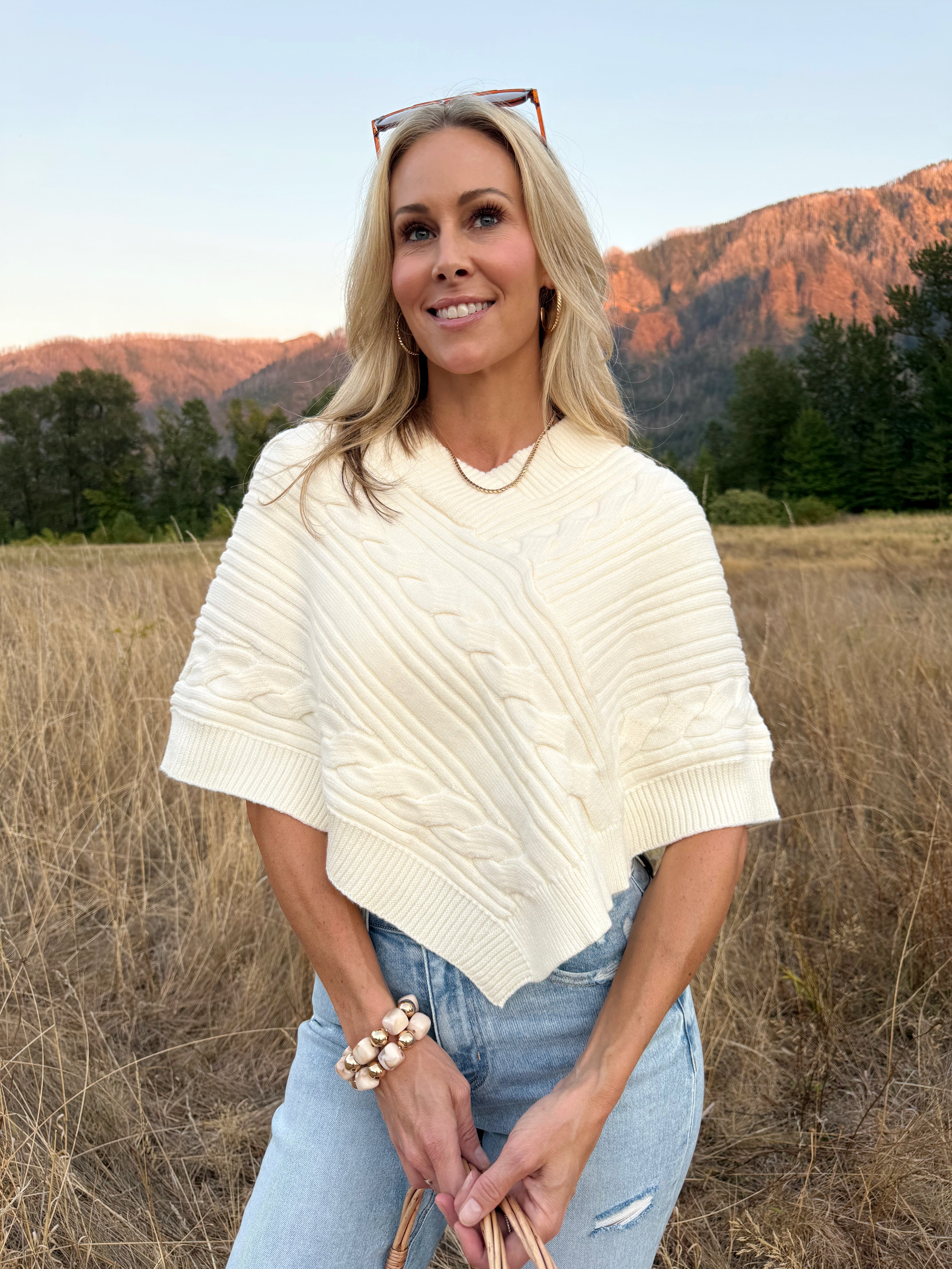 Kunkle Poncho- CREAM - willows clothing PONCHO