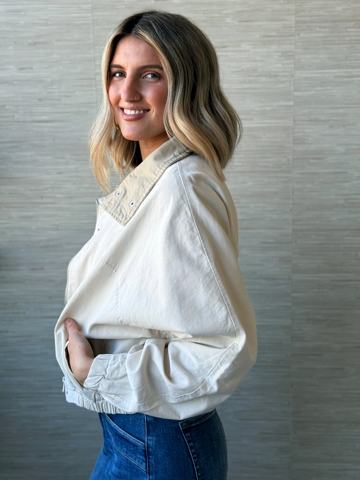 Lakyn Bomber Jacket - ECRU - willows clothing JACKET
