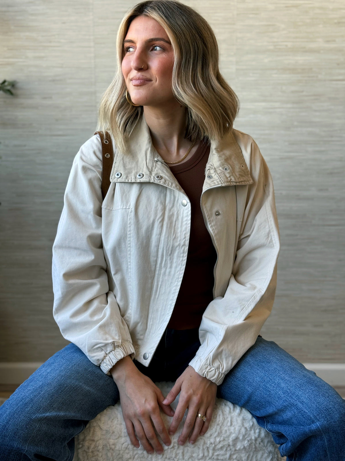 Lakyn Bomber Jacket - ECRU - willows clothing JACKET