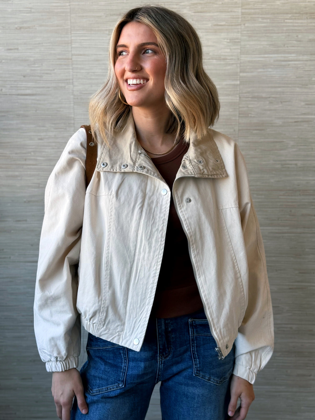 Lakyn Bomber Jacket - ECRU - willows clothing JACKET