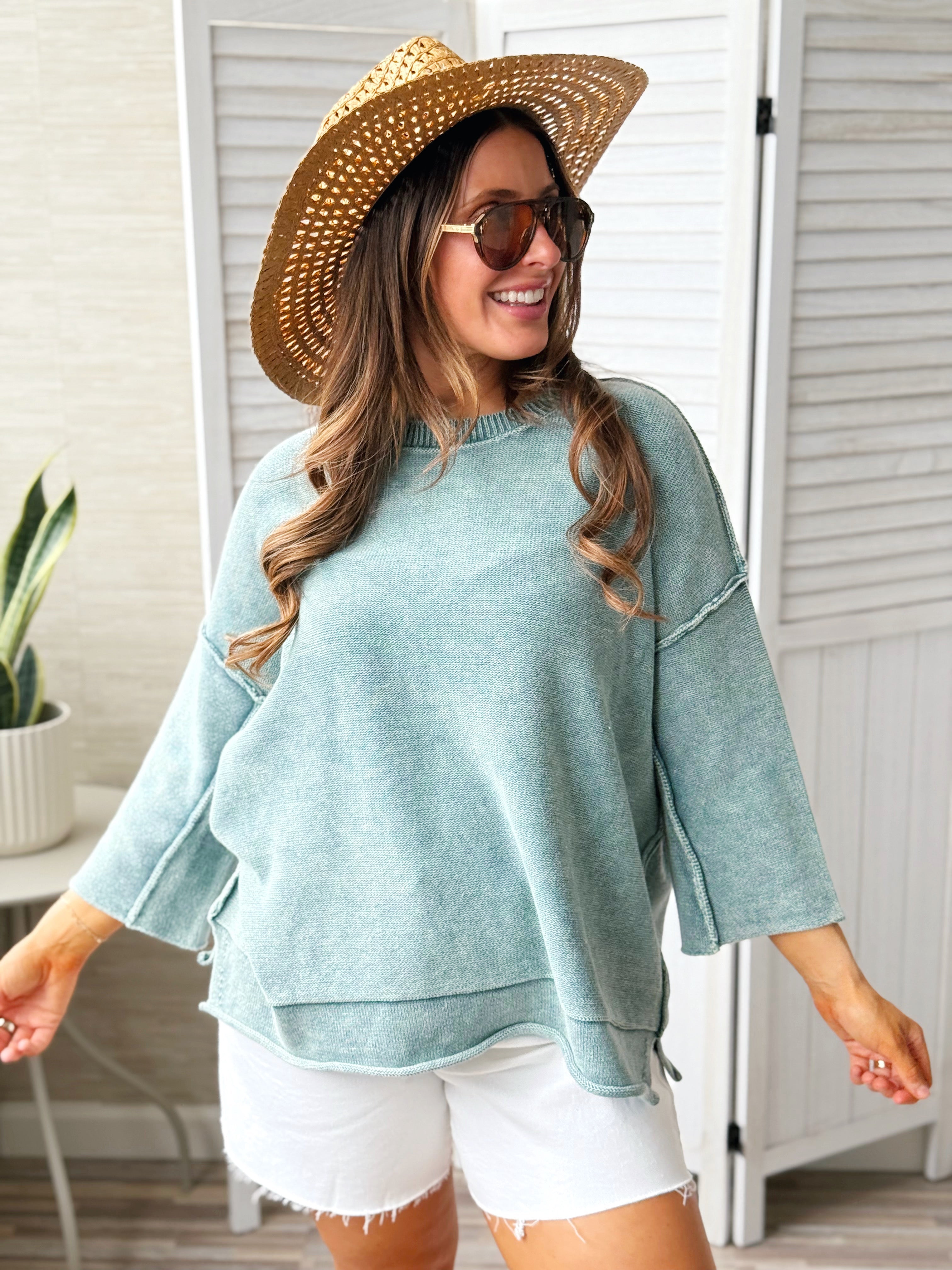 Layne Sweater - ASH JADE - willows clothing SWEATER