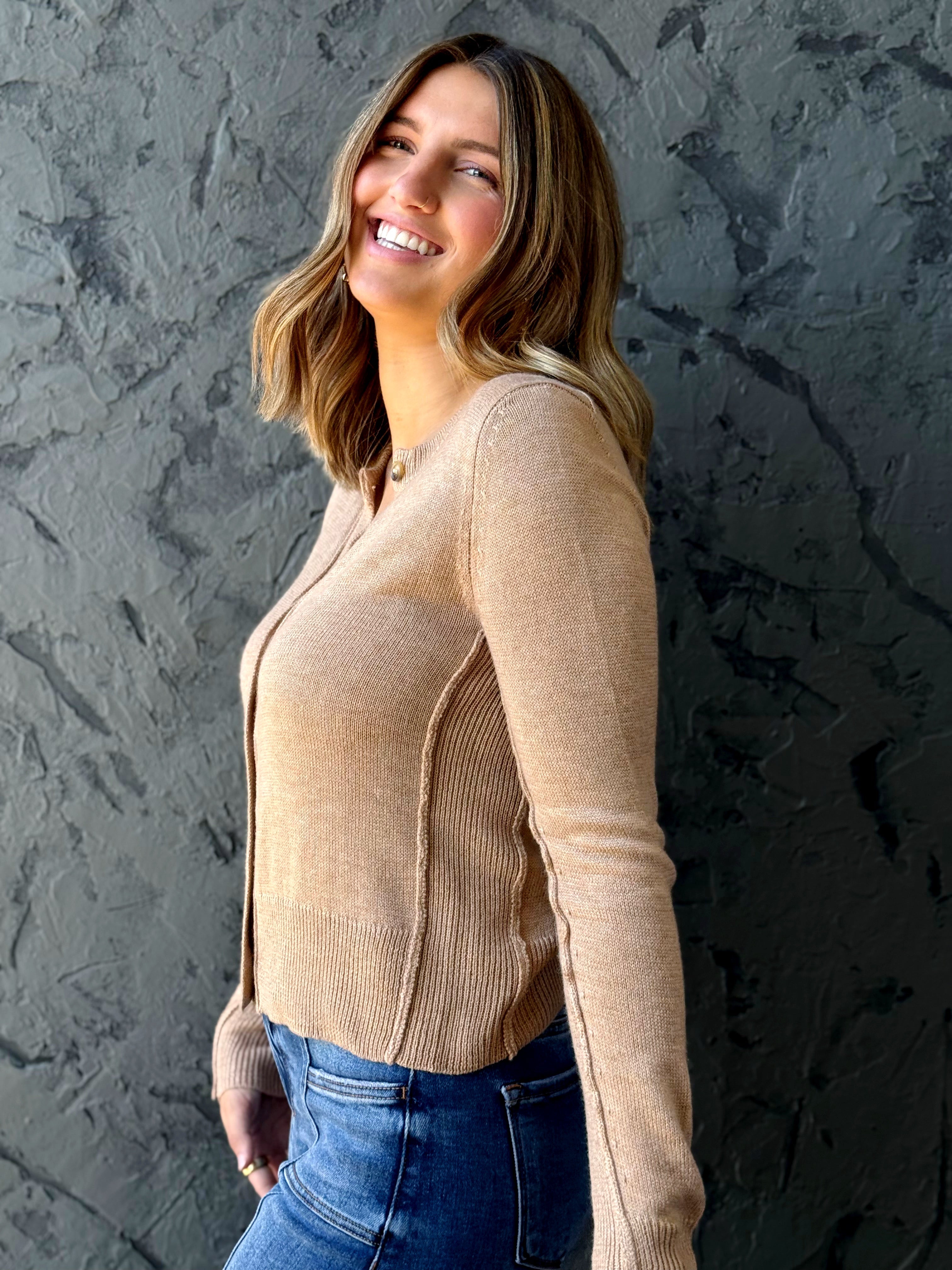 Leah Cardigan - CAMEL - willows clothing Cardigan