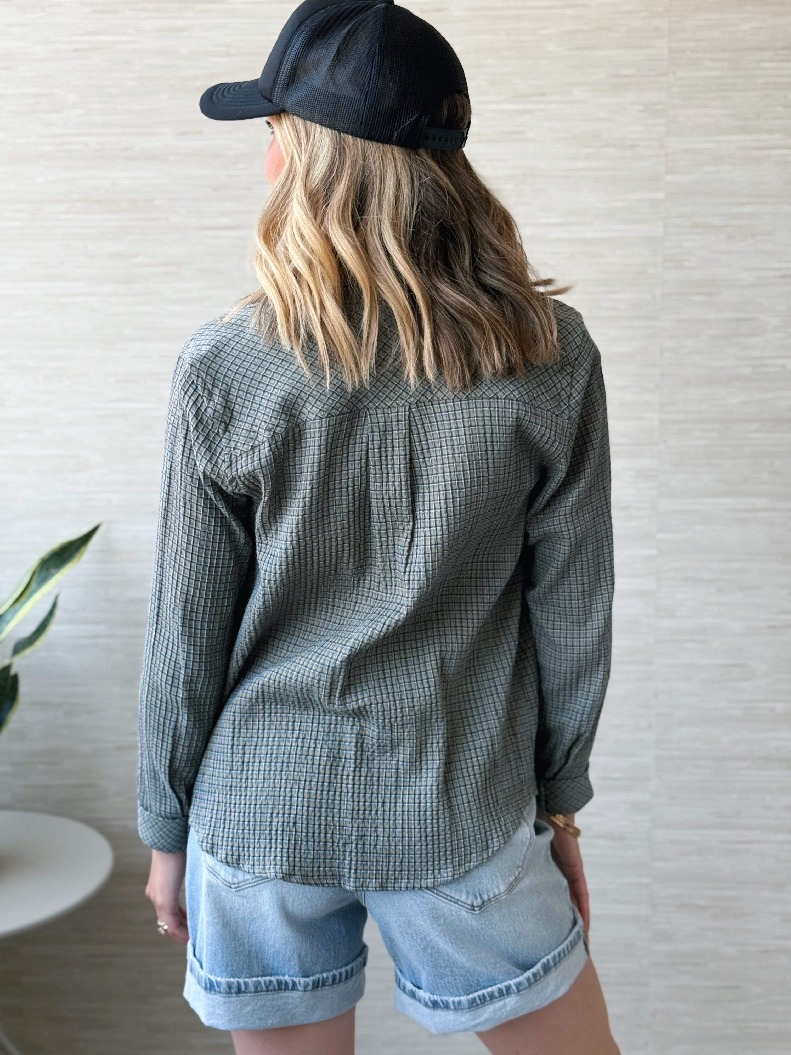 Lexi Shirt - OLIVE TEAL PLAID - willows clothing L/S SHIRT