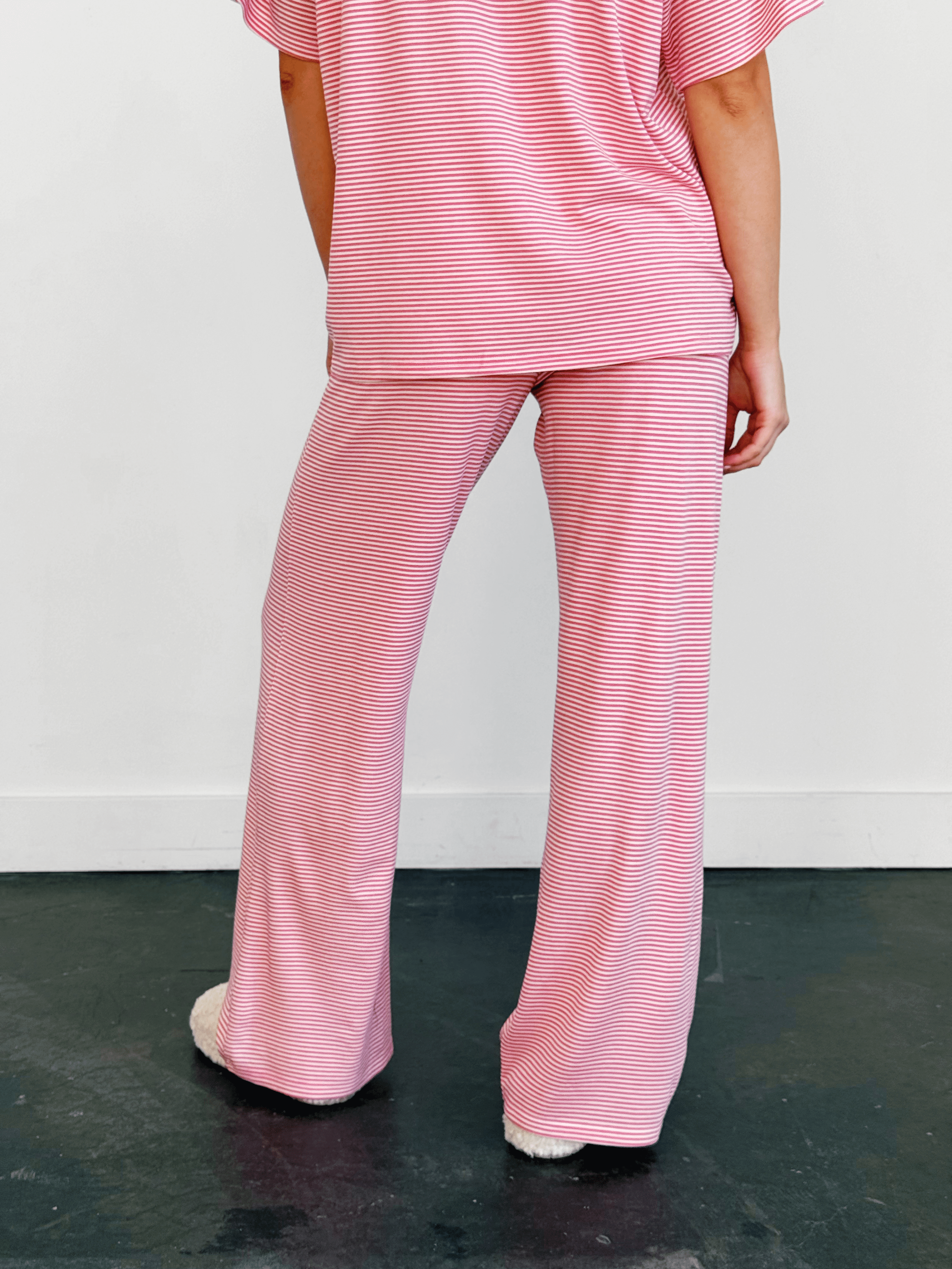 Lightweight Cozy Stripe Pants - BUBBLEGUM - willows clothing PANTS