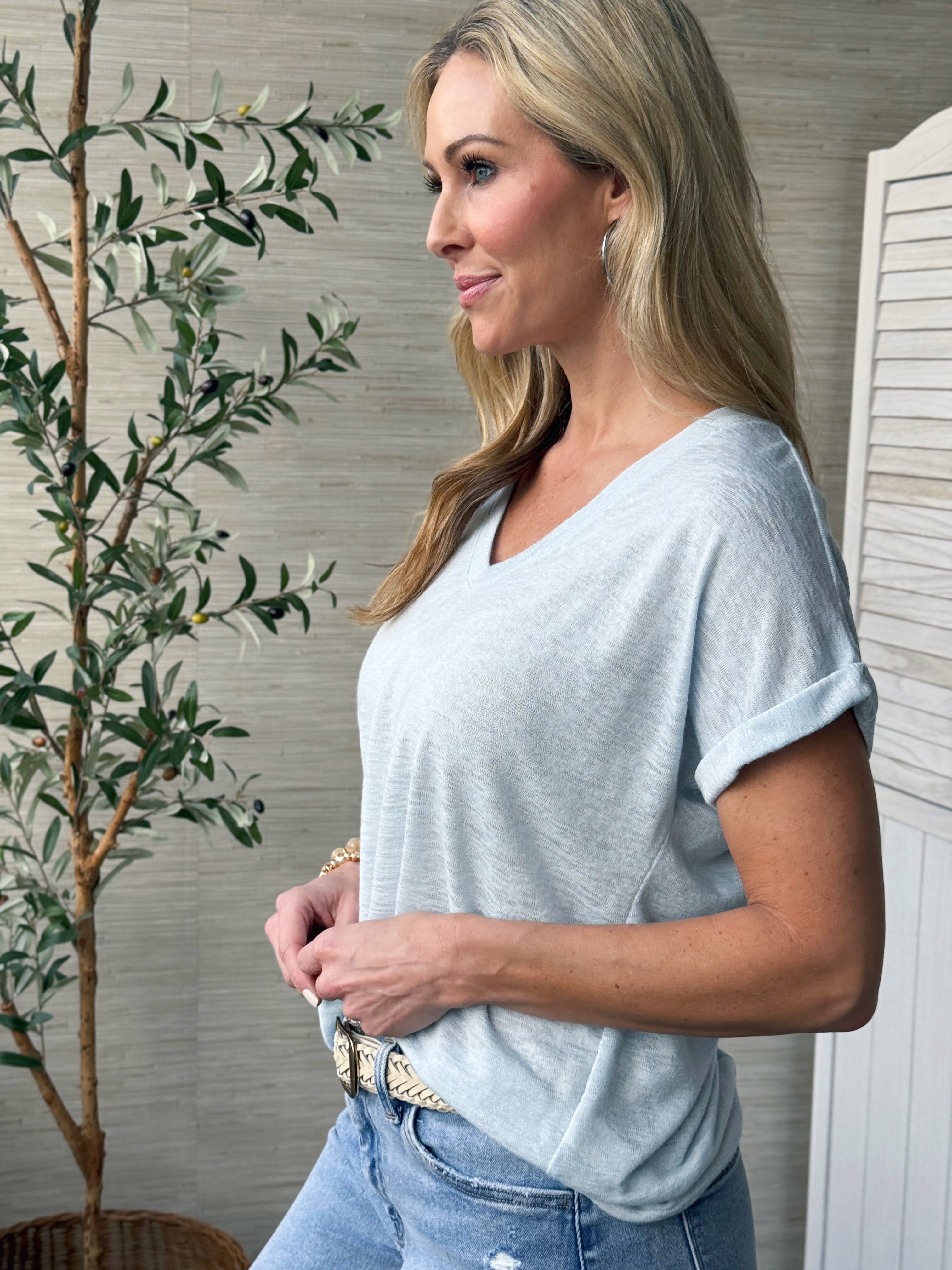 Lillie Tee - BABY BLUE - willows clothing S/S SHIRT