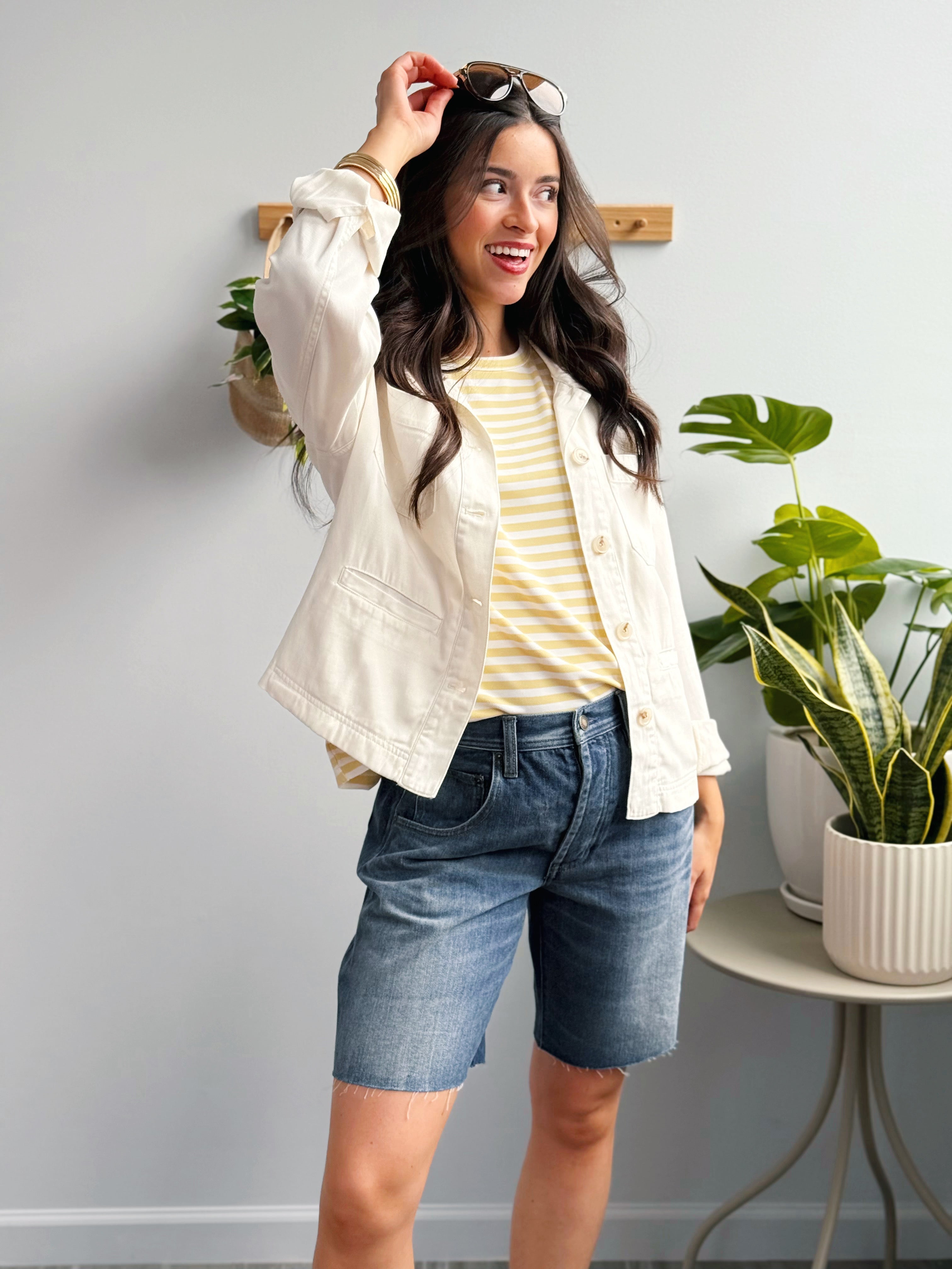 Lindsay Tee - BUTTER/WHITE - willows clothing S/S SHIRT