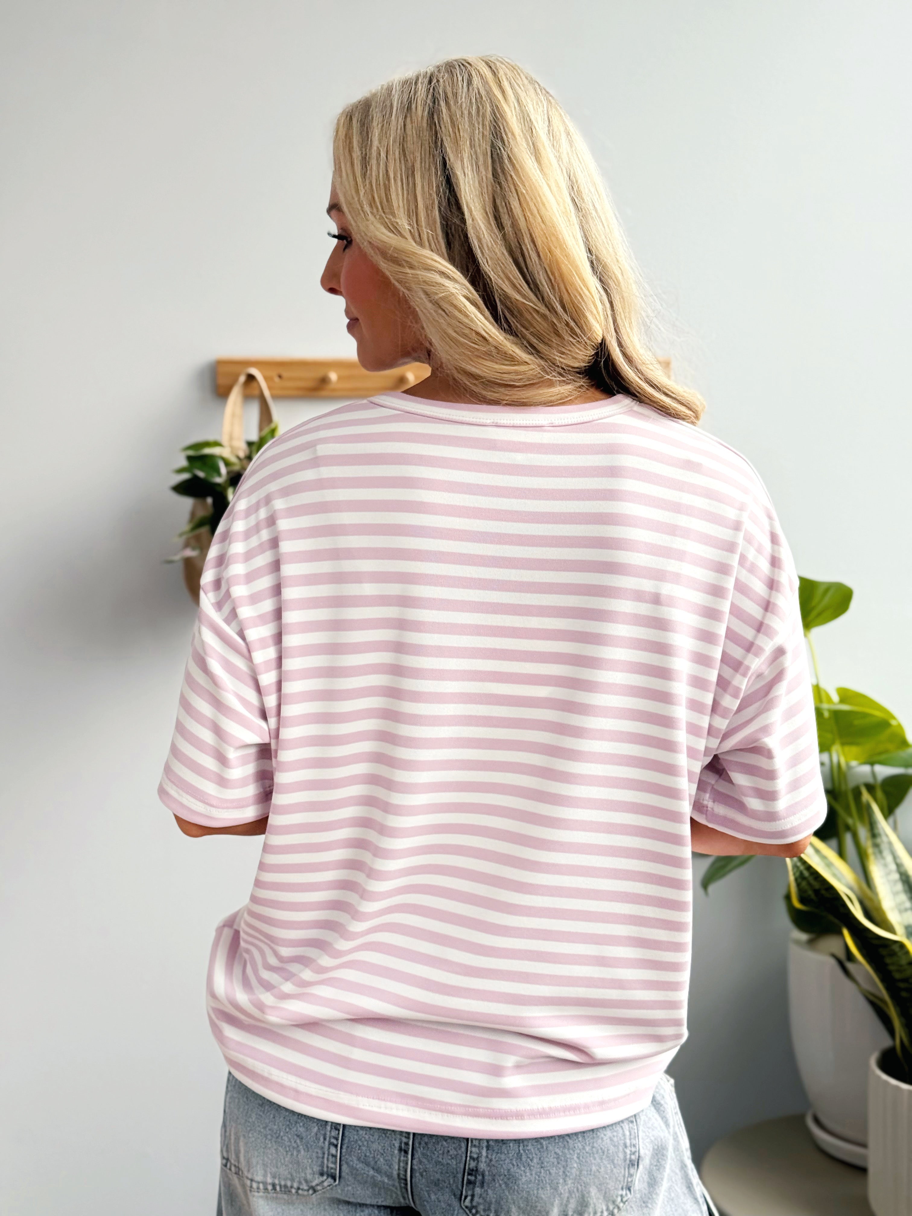 Lindsay Tee - LIGHT PINK/WHITE - willows clothing S/S SHIRT