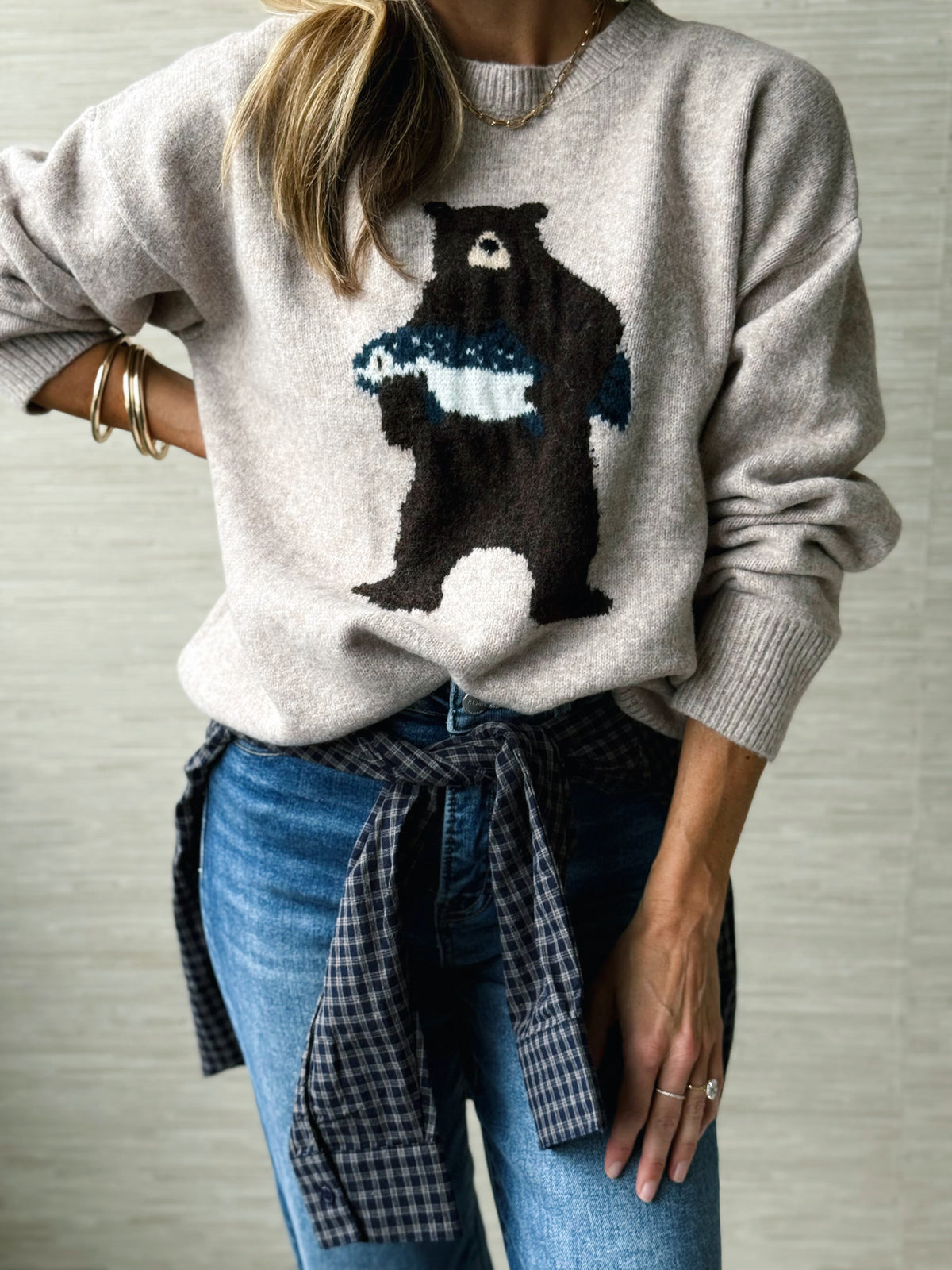 Little Bear Sweater - TAUPE - willows clothing SWEATER