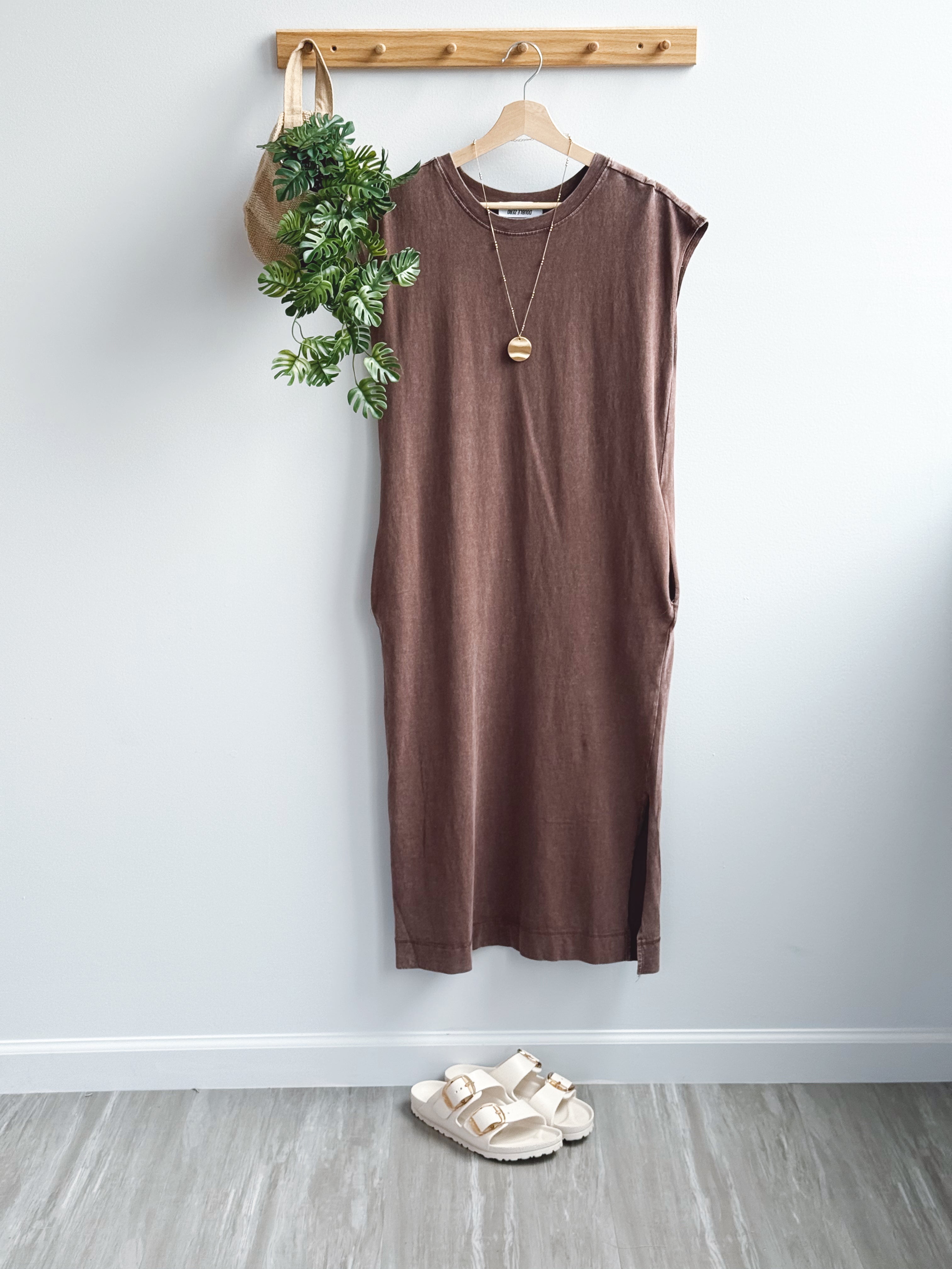 Long T-Shirt Dress - CHOCOLATE - willows clothing MIDI DRESS