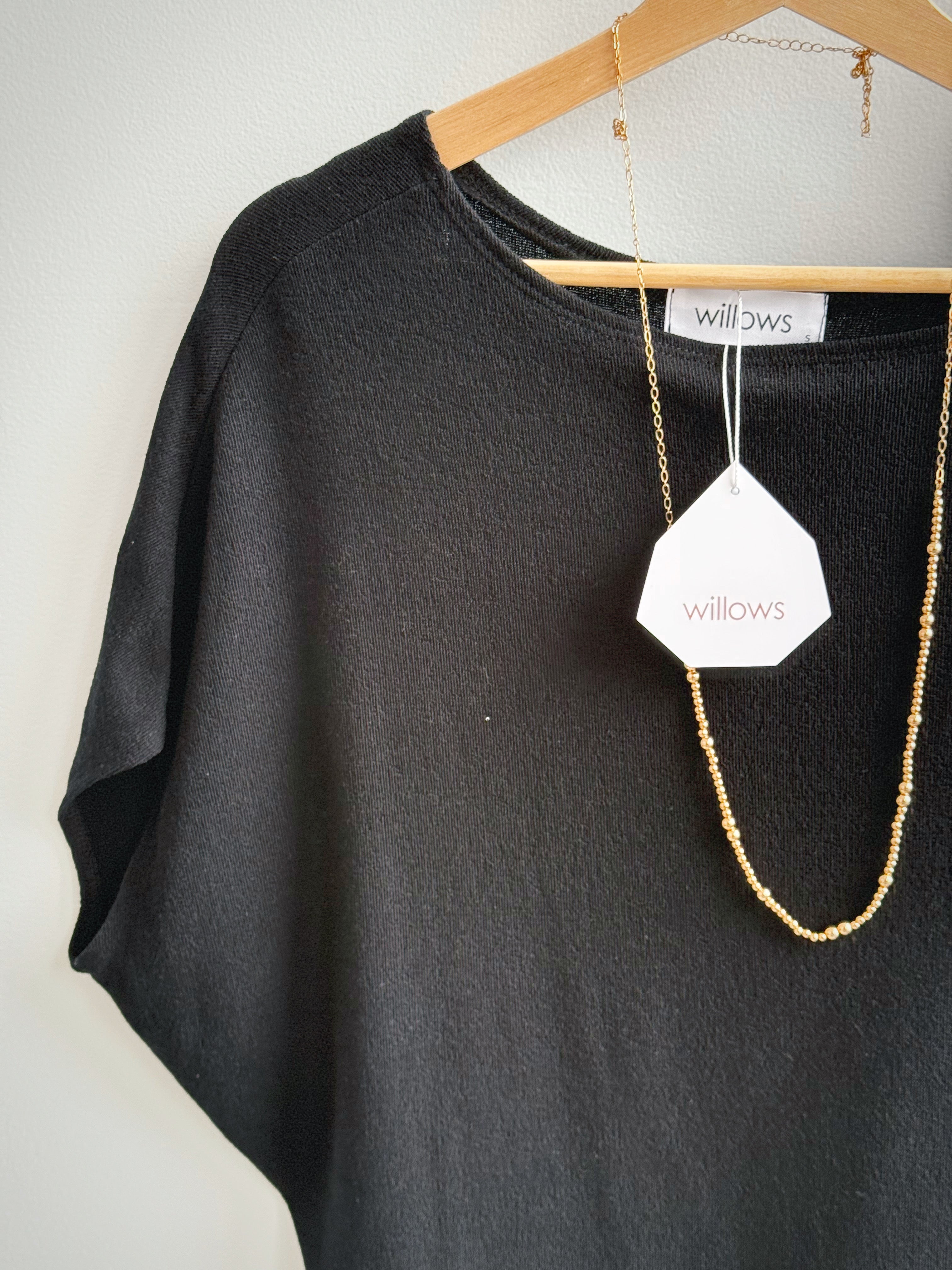 Lori Round Neck Tee - BLACK - willows clothing S/S SHIRT