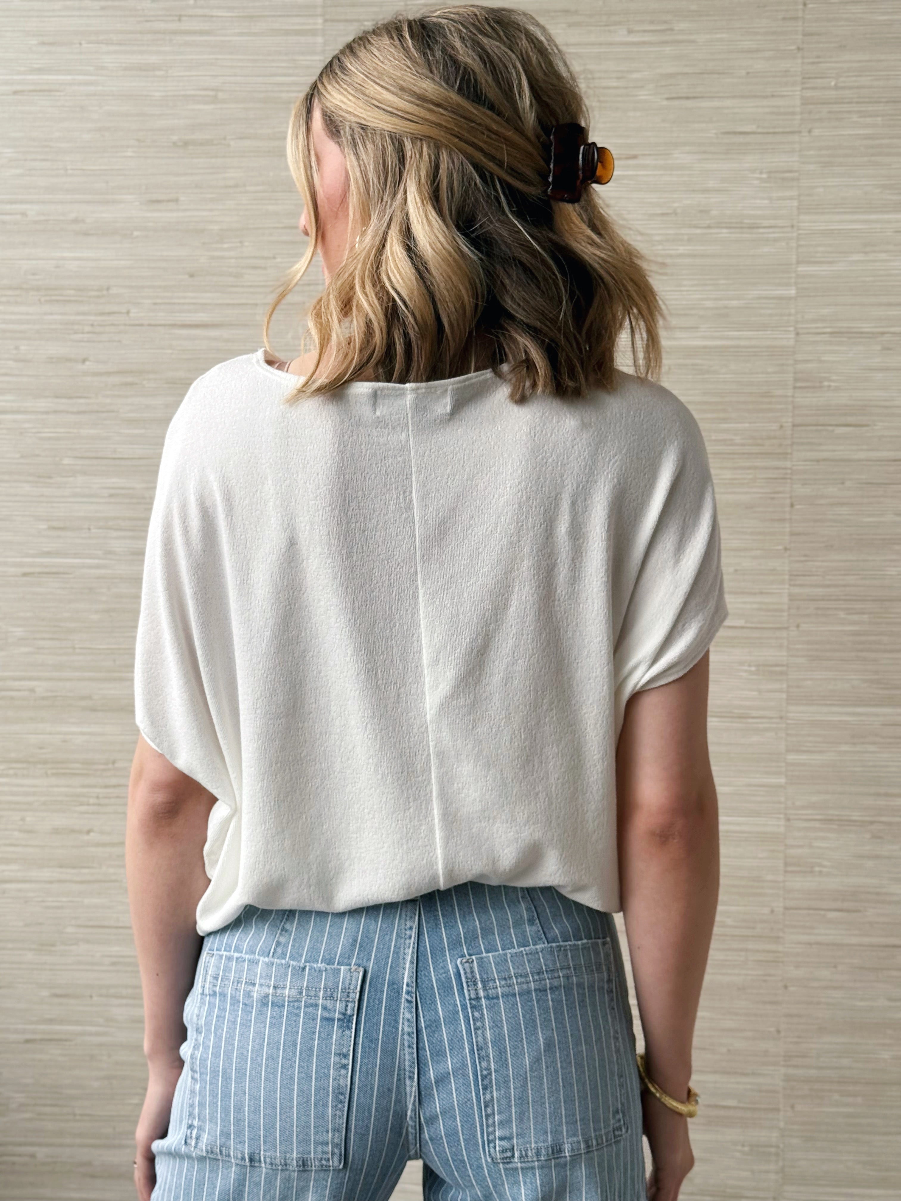 Lori Round Neck Tee - IVORY - willows clothing S/S SHIRT