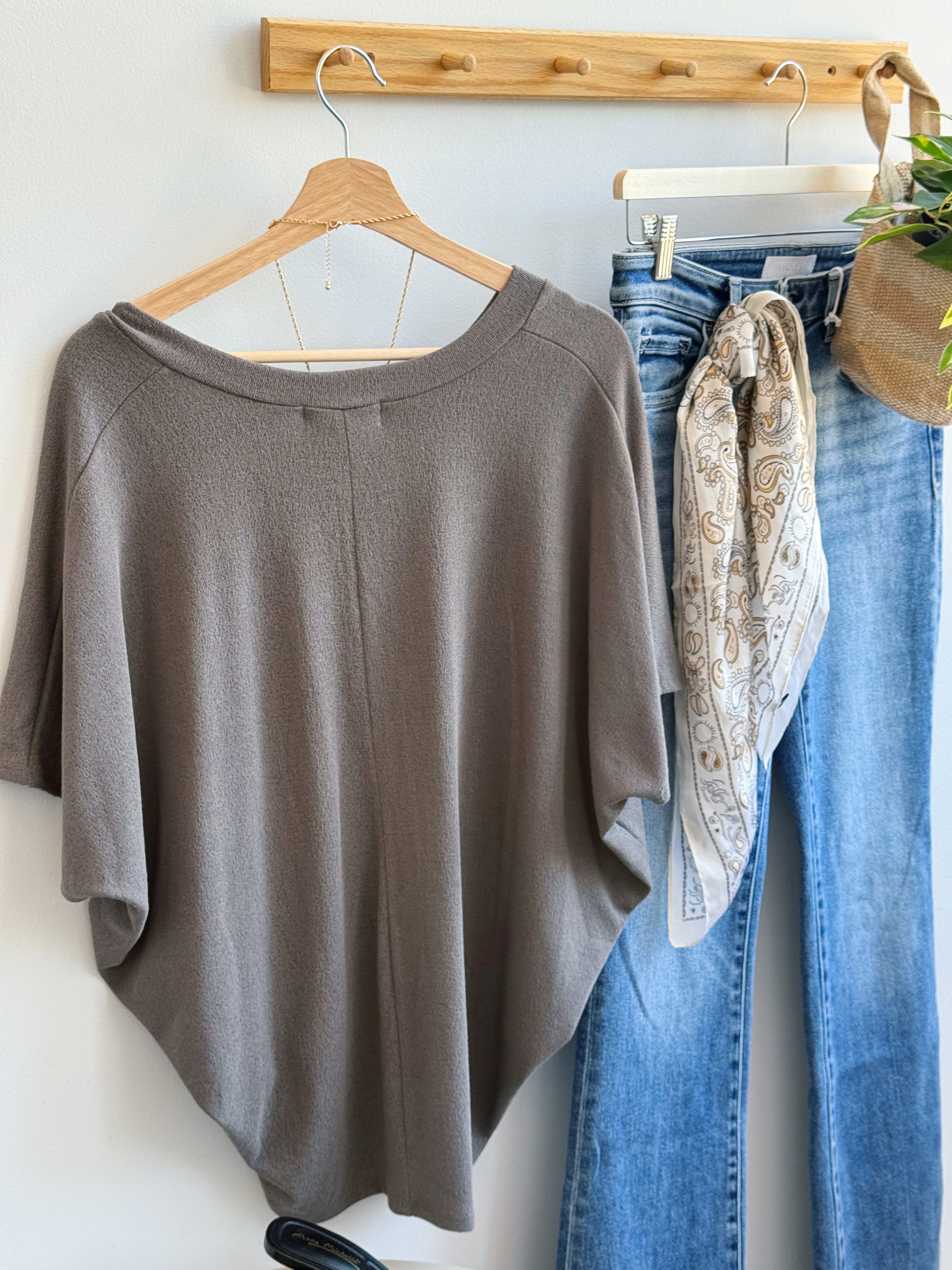 Lori V-Neck Tee - DARK GULL GREY - willows clothing S/S SHIRT