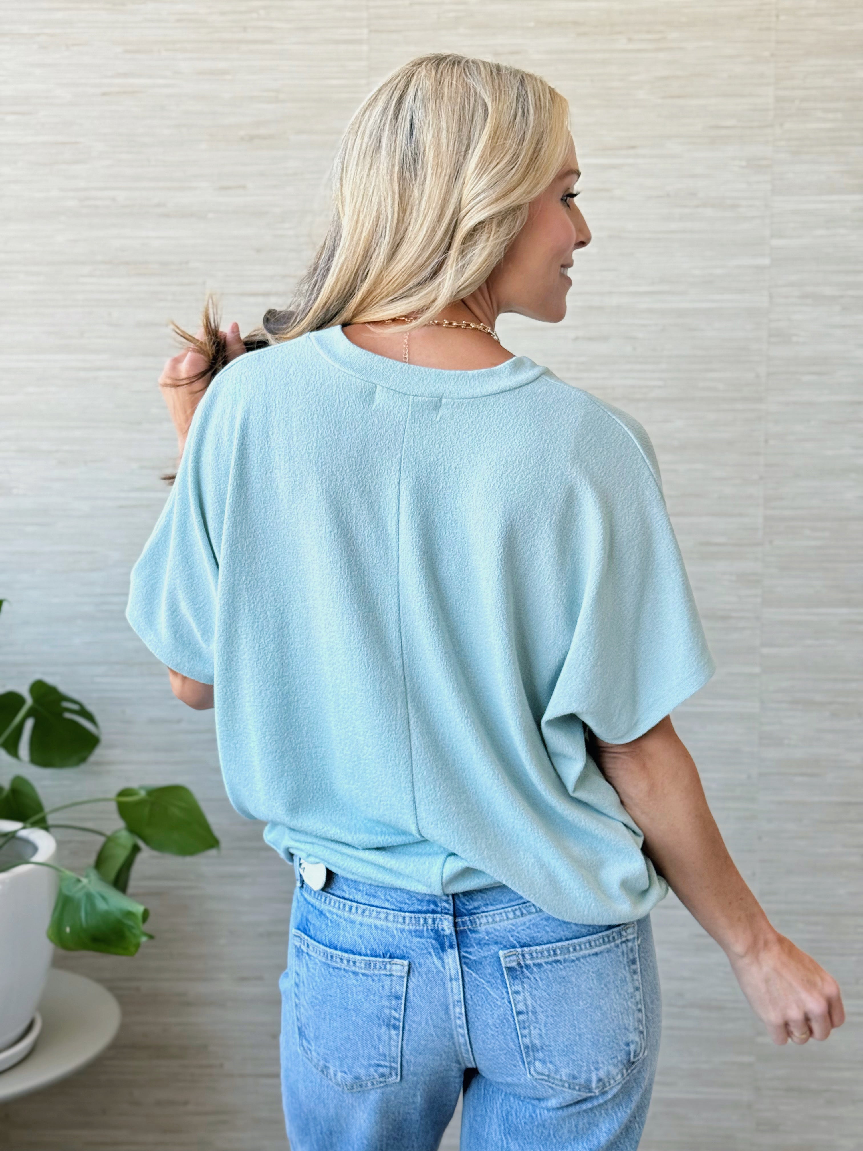 Lori V-Neck Tee - MINT - willows clothing S/S SHIRT