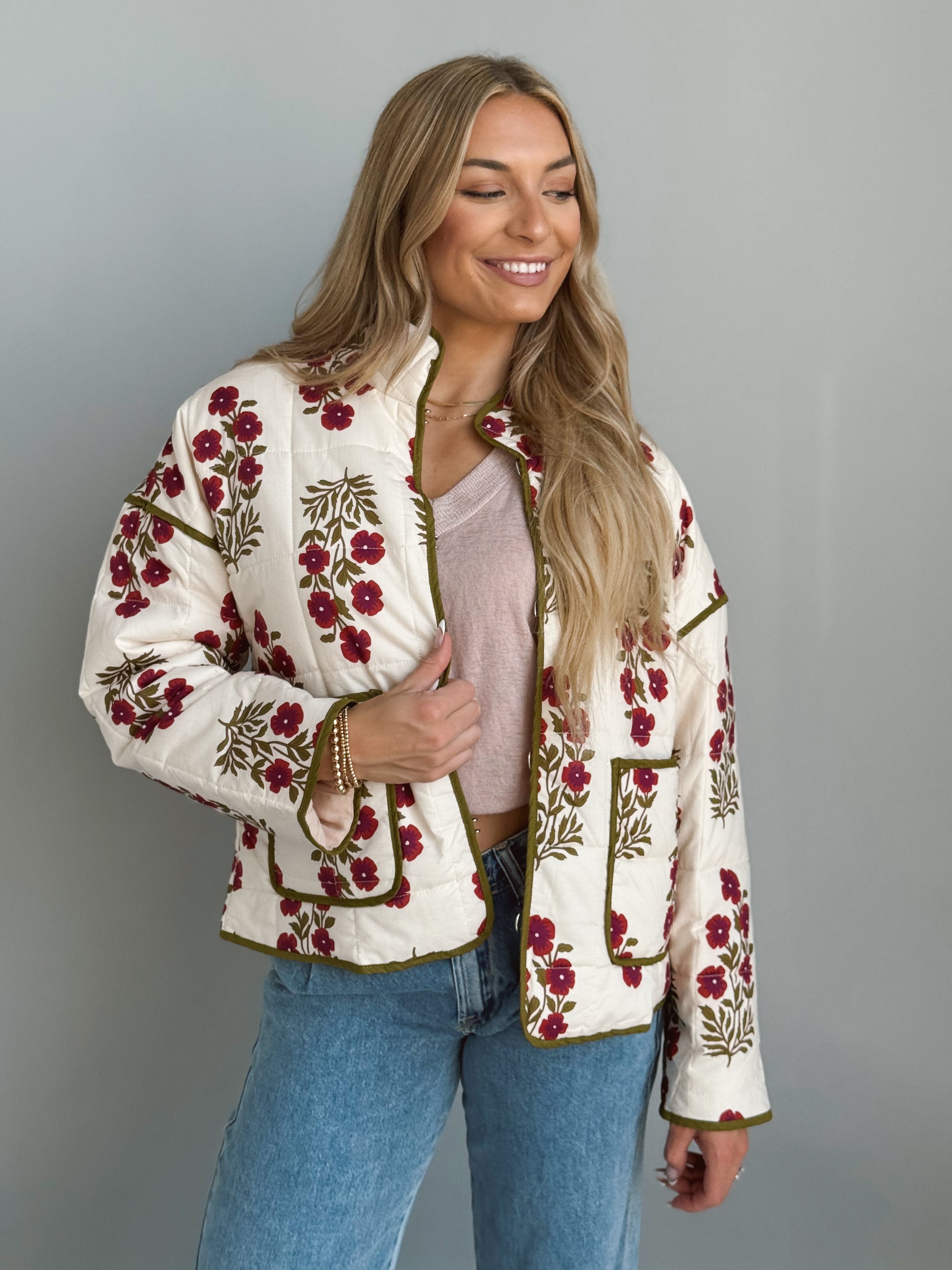 Louise Jacket - RED ECRU - willows clothing JACKET