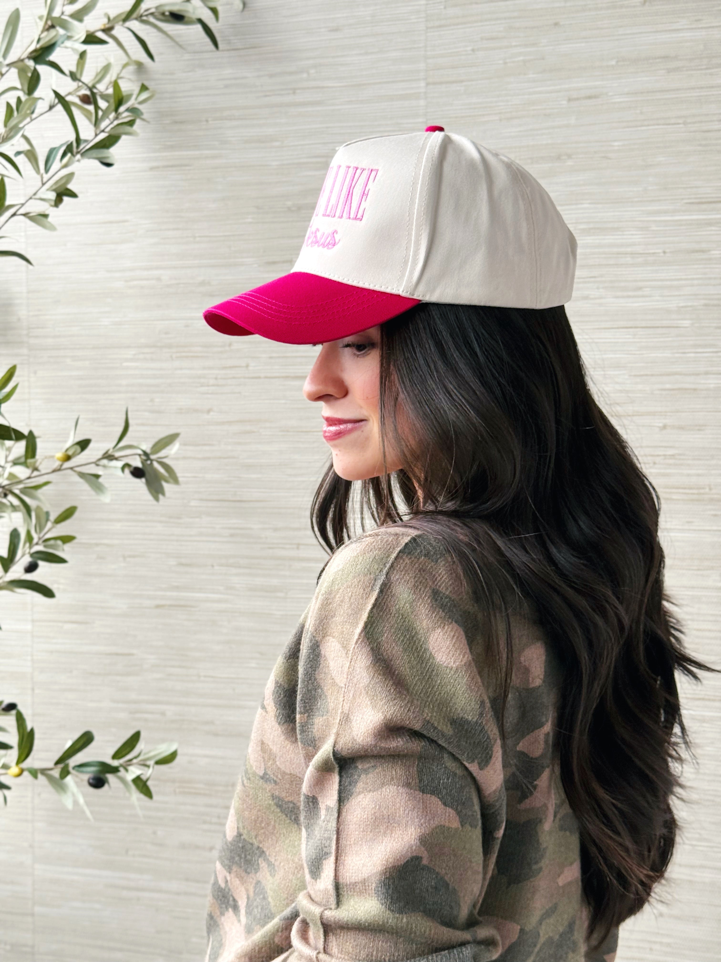 Love Like Jesus Trucker Hat - FUCHSIA - willows clothing HAT