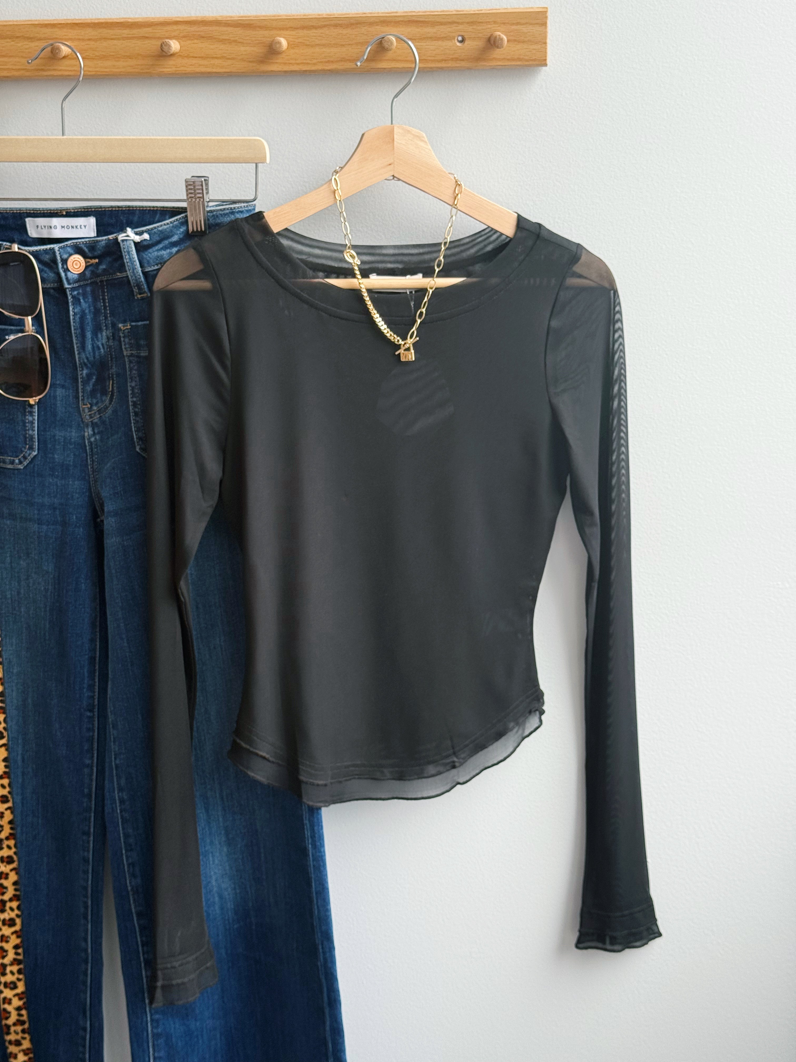 Loved You First Top - BLACK - willows clothing L/S SHIRT