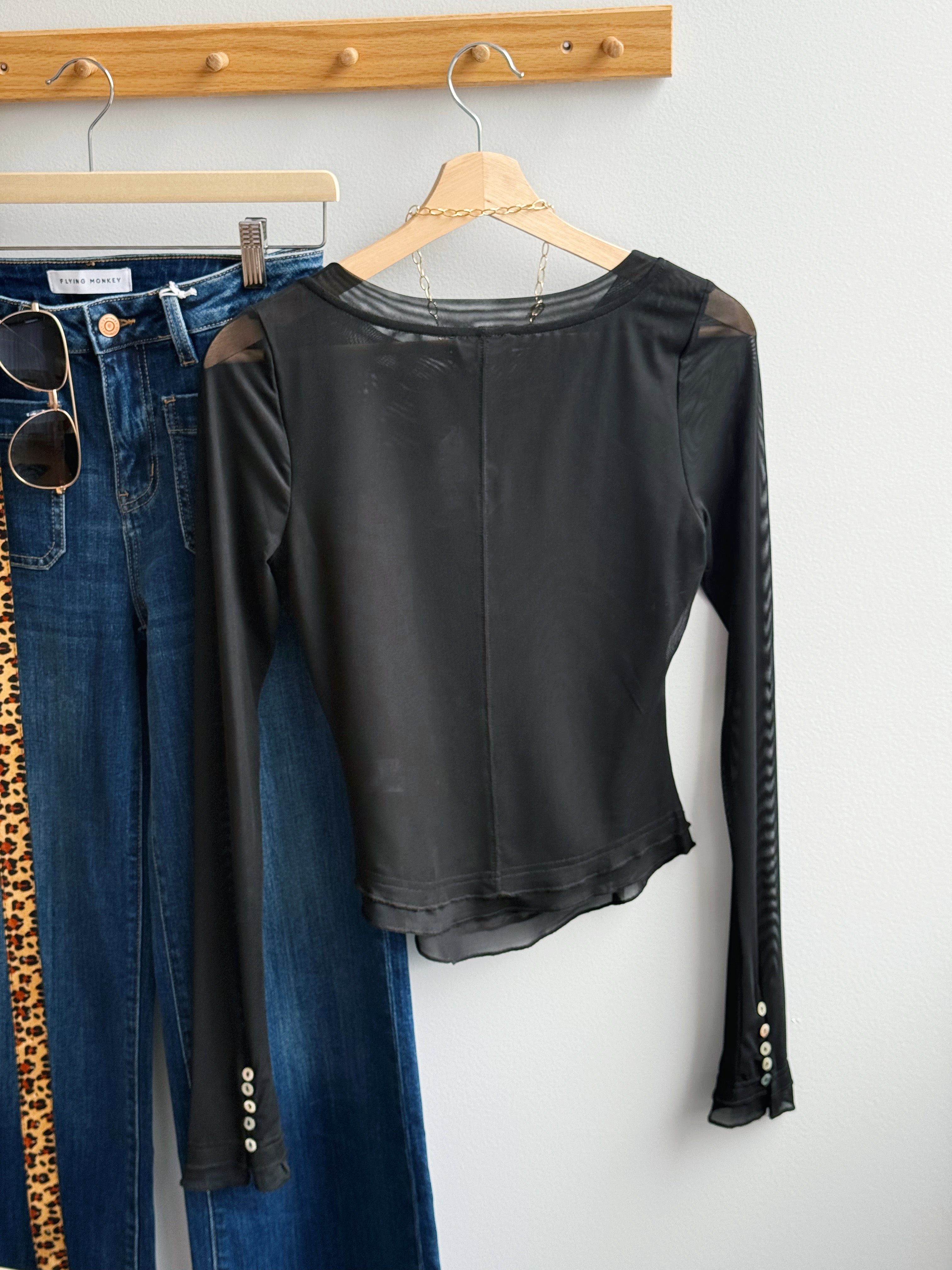 Loved You First Top - BLACK - willows clothing L/S SHIRT