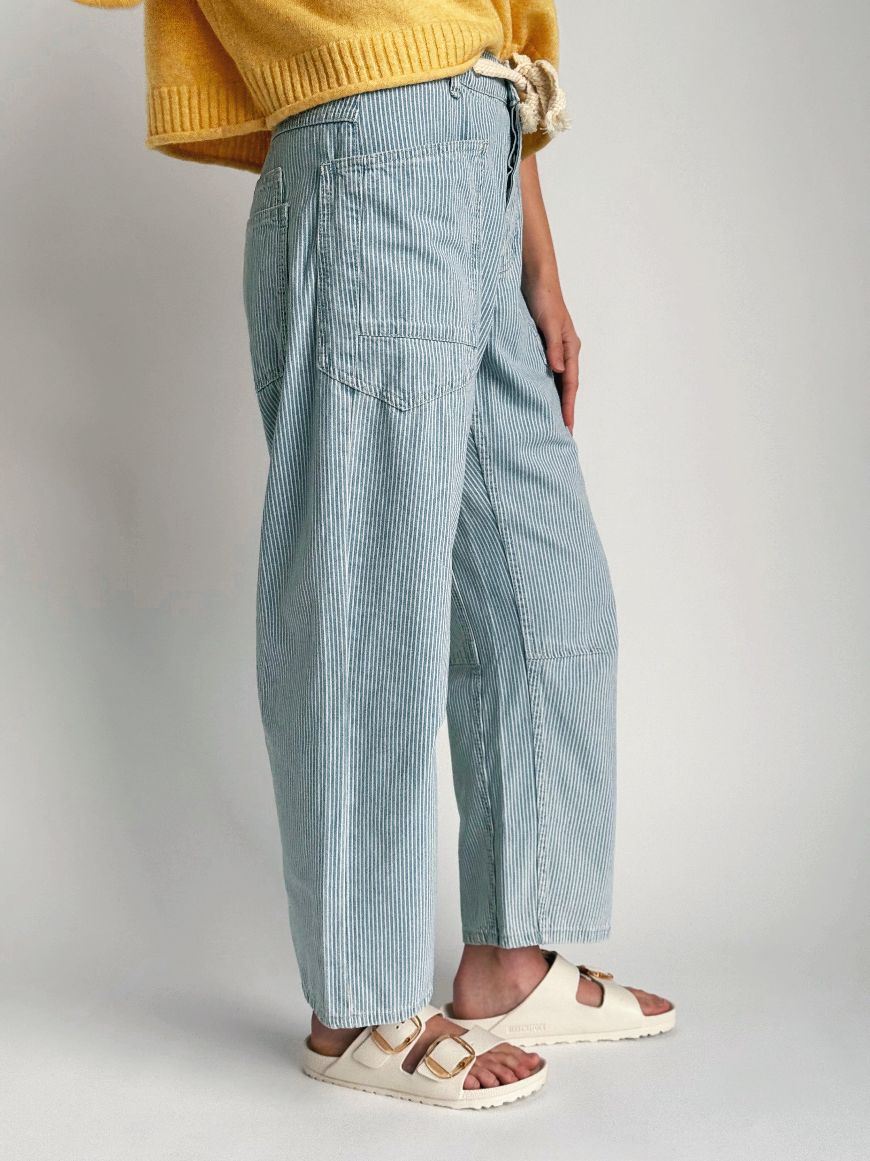 Lowry Striped Barrel Jean - STRIPE DENIM - willows clothing BARREL JEAN