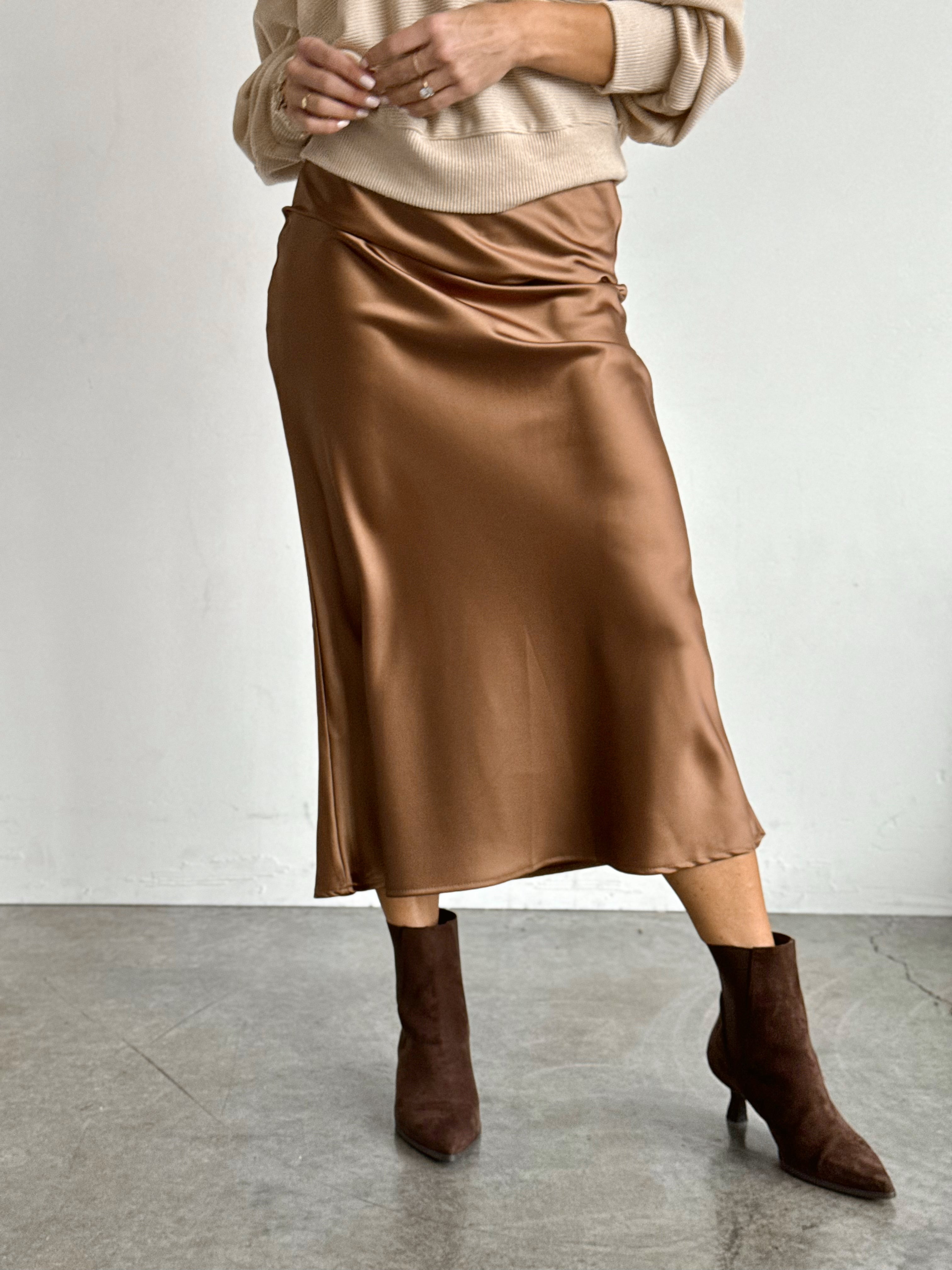 Lumina Skirt - CHOCOLATE - willows clothing MIDI SKIRT