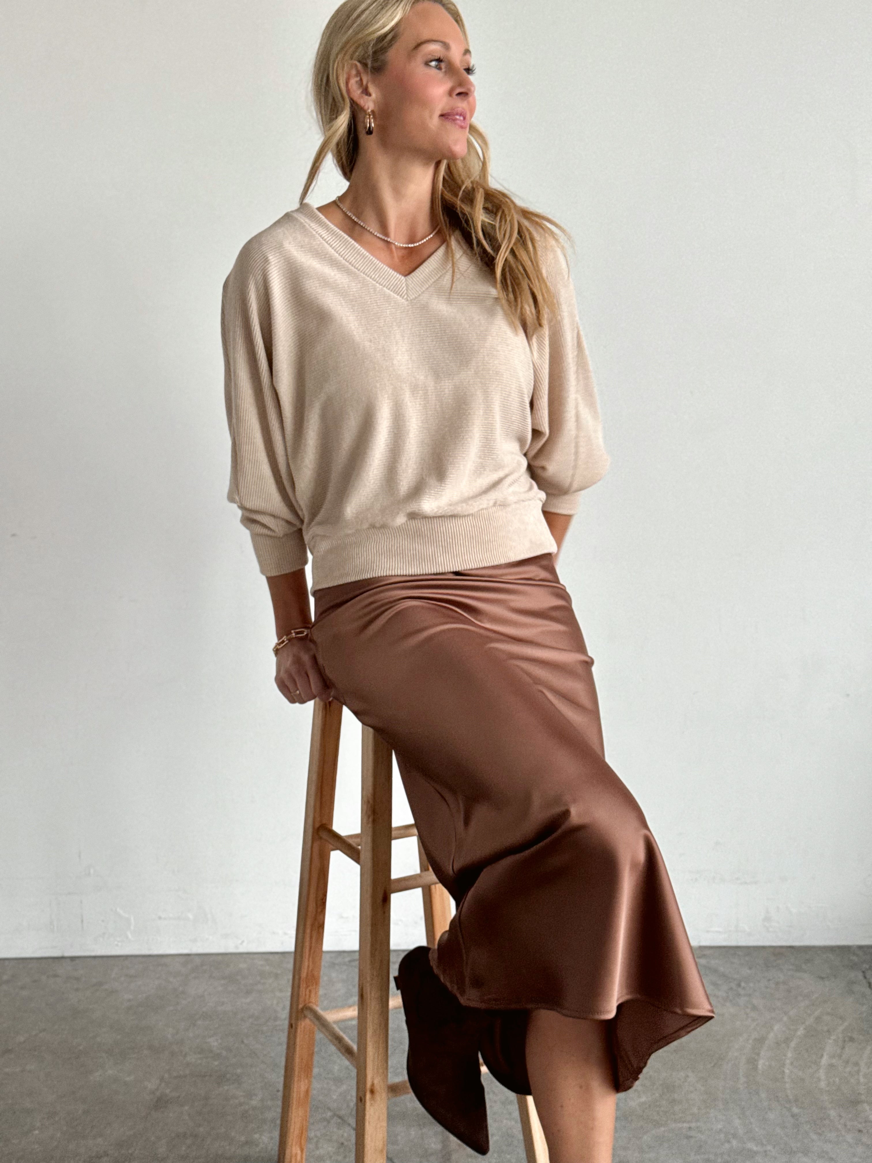 Lumina Skirt - CHOCOLATE - willows clothing MIDI SKIRT