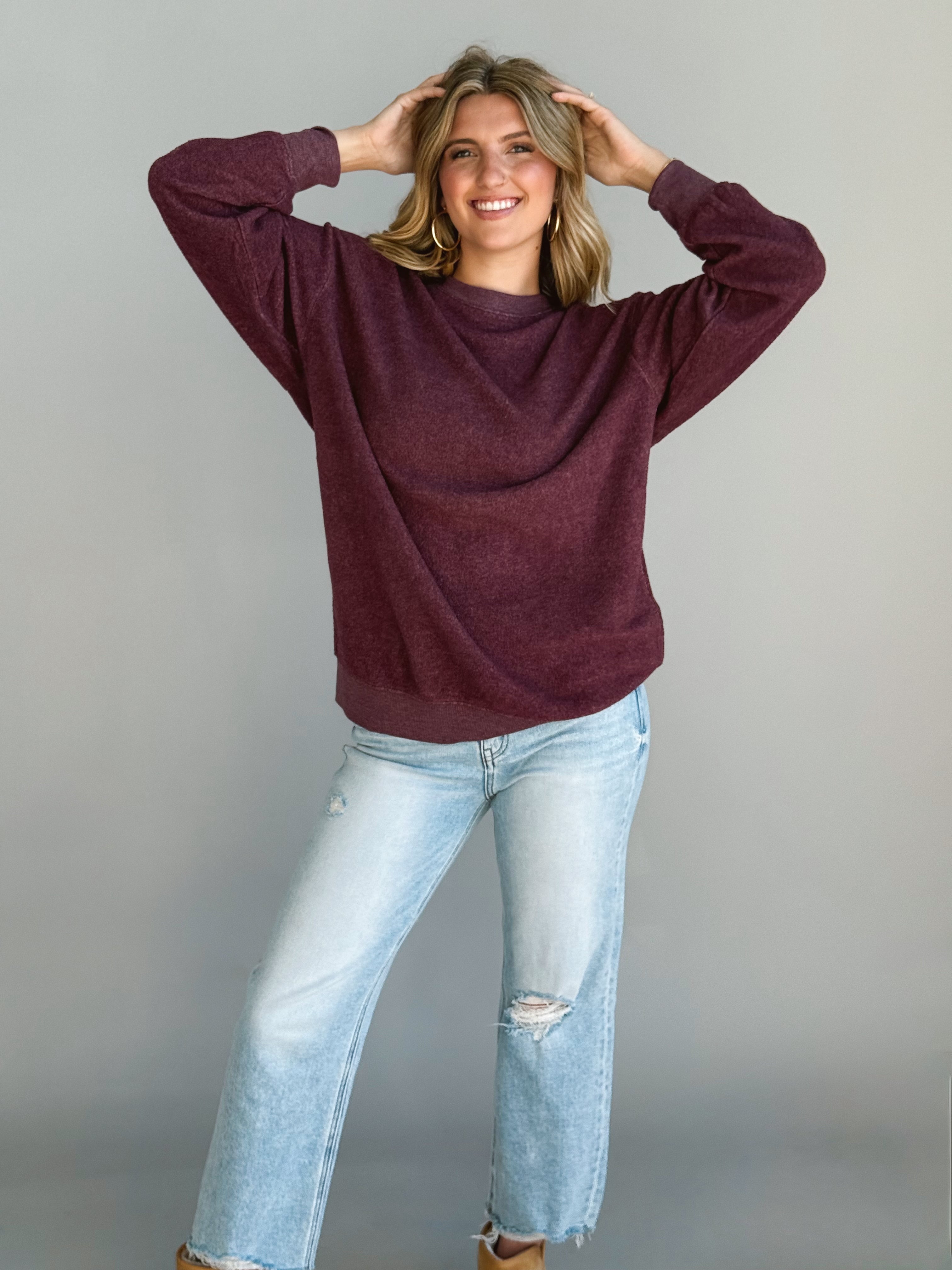 Lyndon Sweatshirt - DARK CHERRY - willows clothing SWEATSHIRT