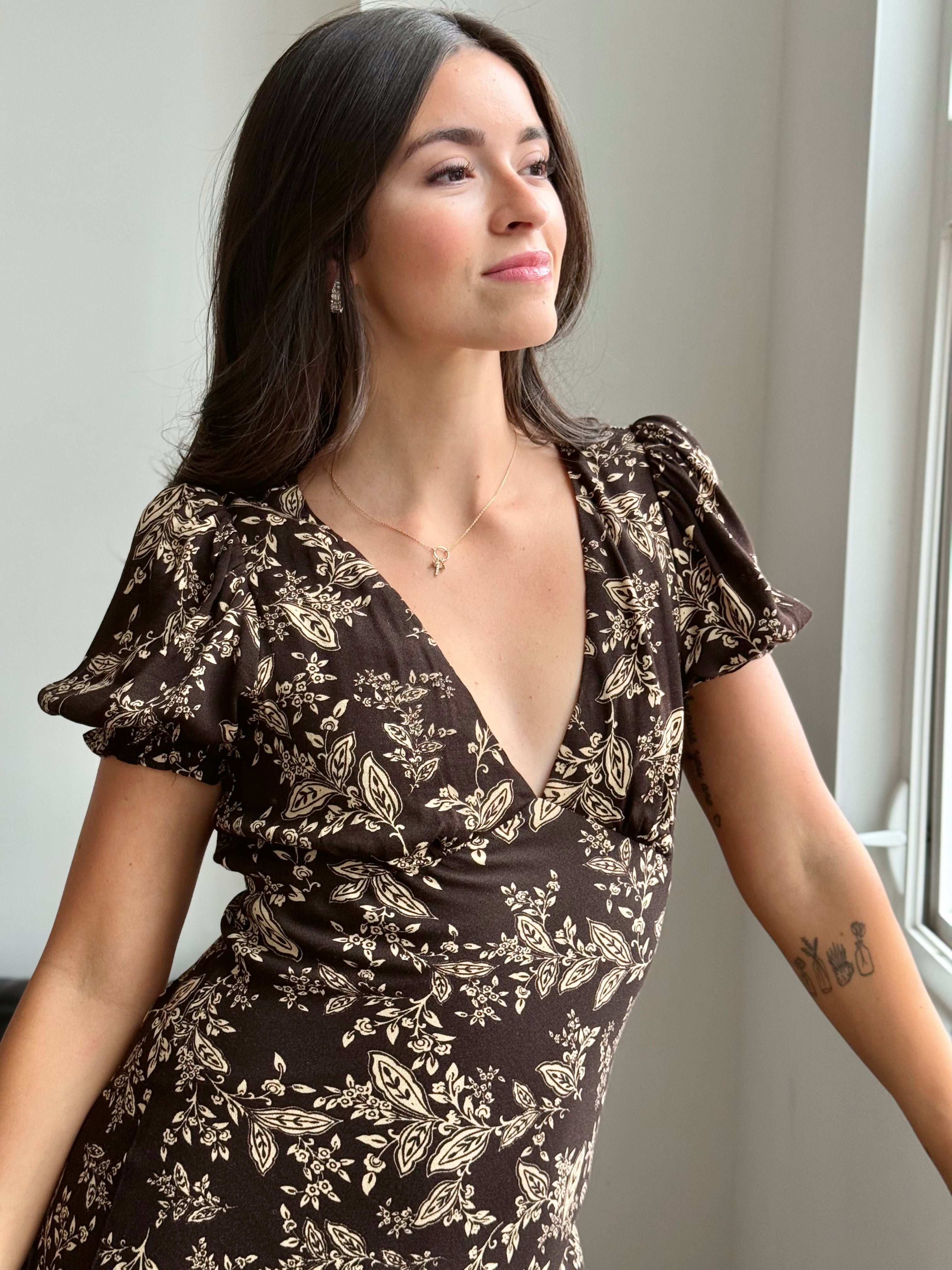 Mabel Dress - NIGHTFALL BOTANIC - willows clothing MIDI DRESS