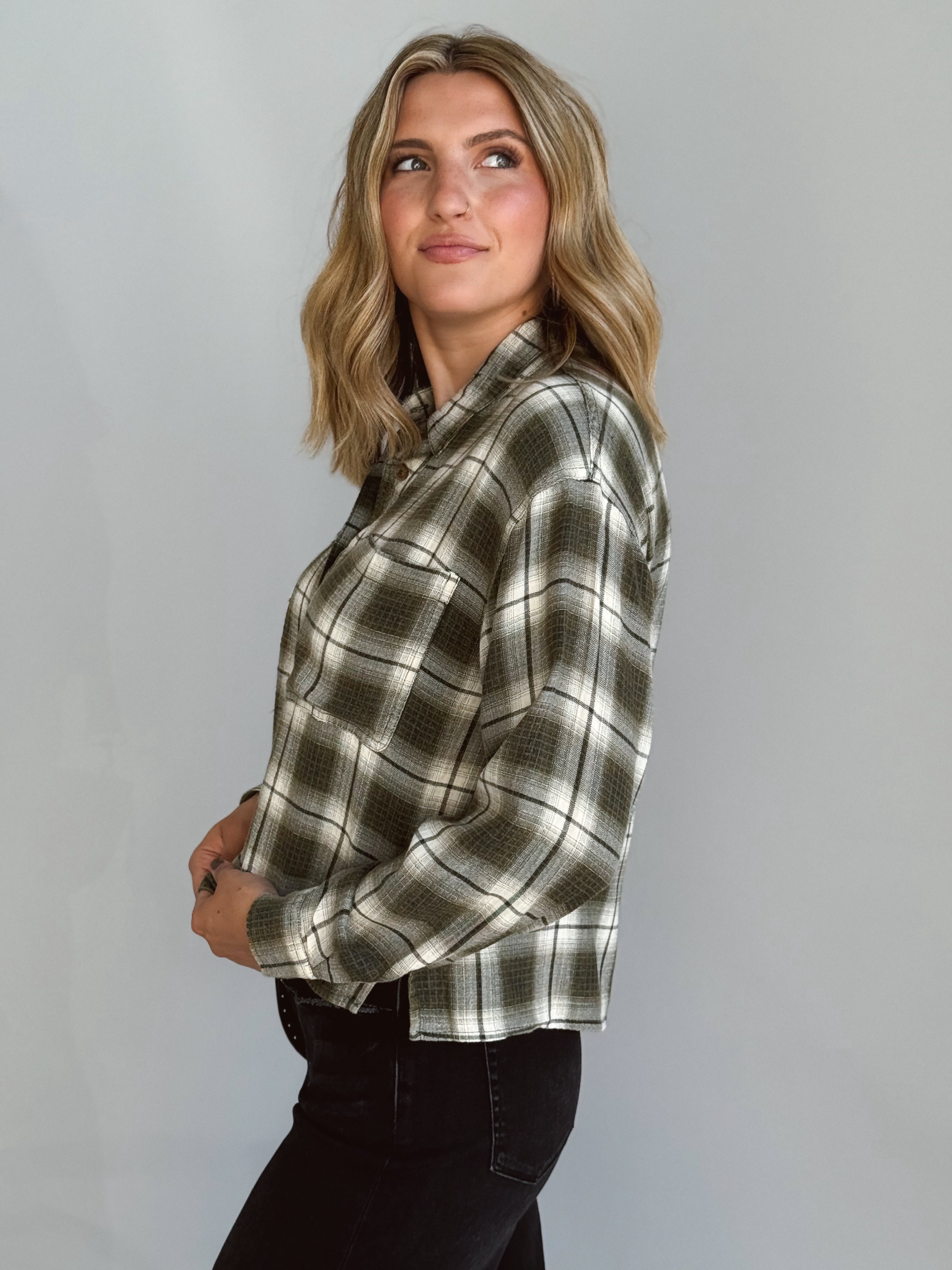 Main Street Top - OLIVE - willows clothing L/S SHIRT