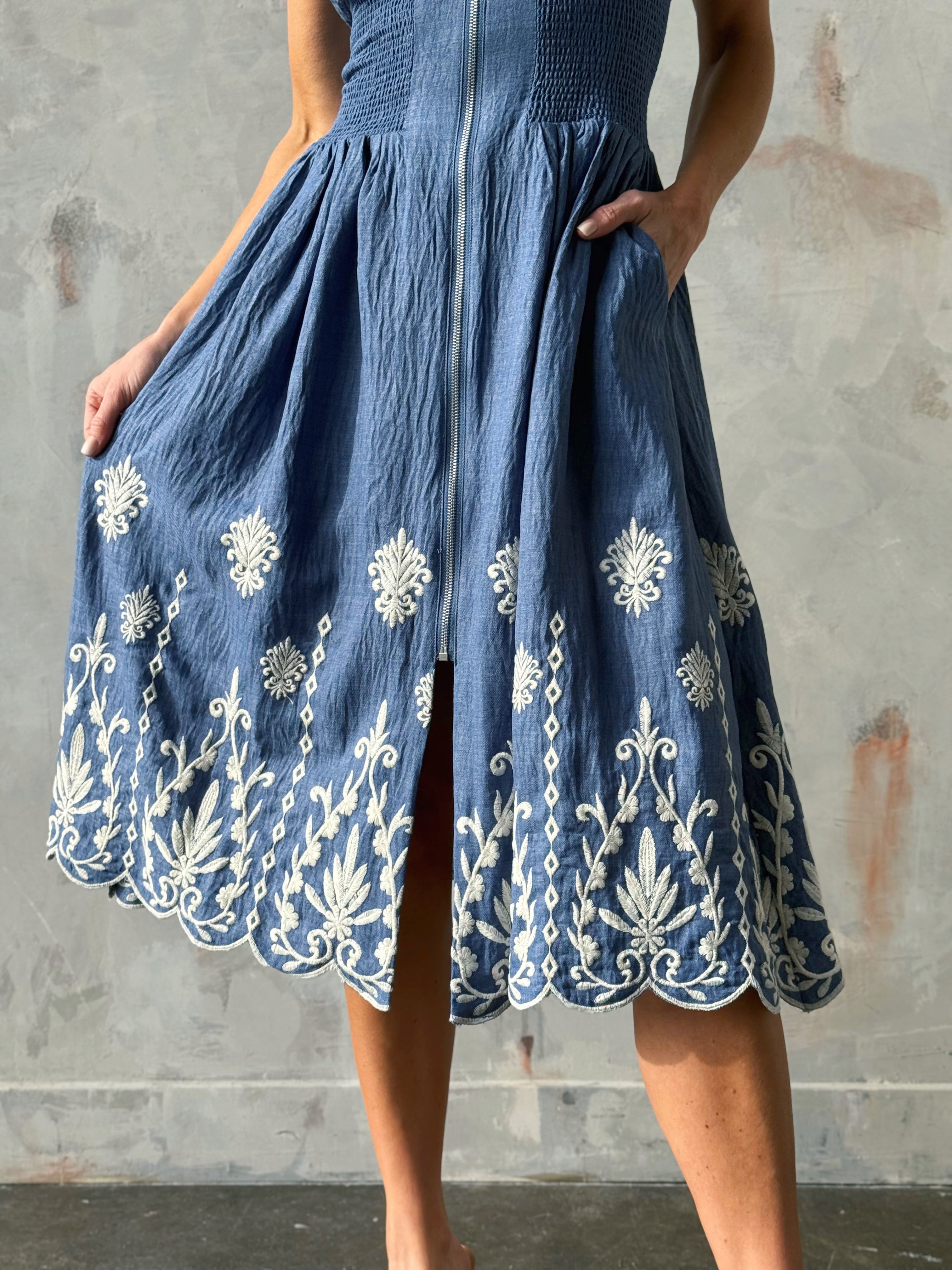 Maisie Dress - DENIM BLUE - willows clothing MIDI DRESS