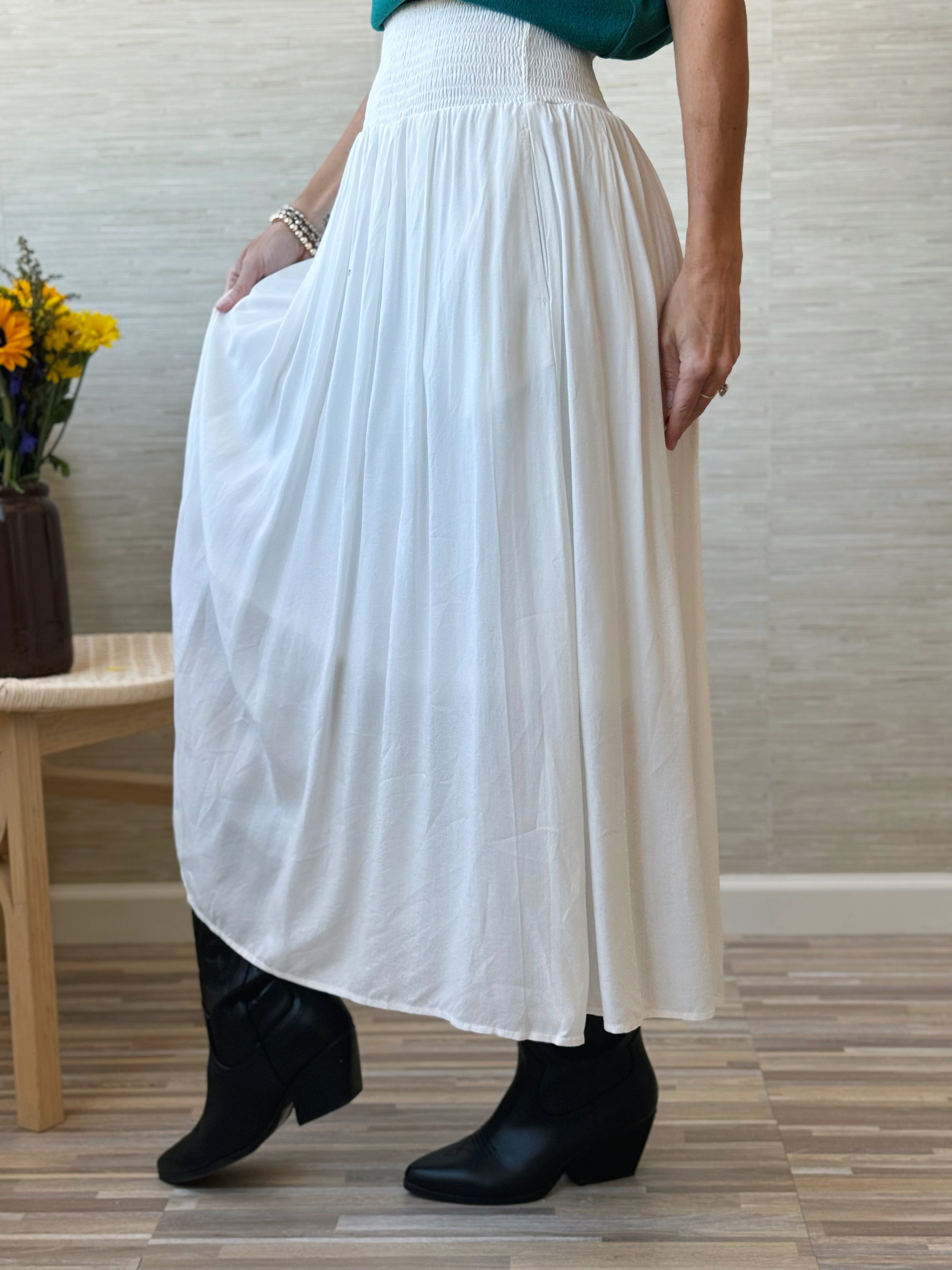 Maple Street Midi Skirt - OFF WHITE - willows clothing MIDI SKIRT