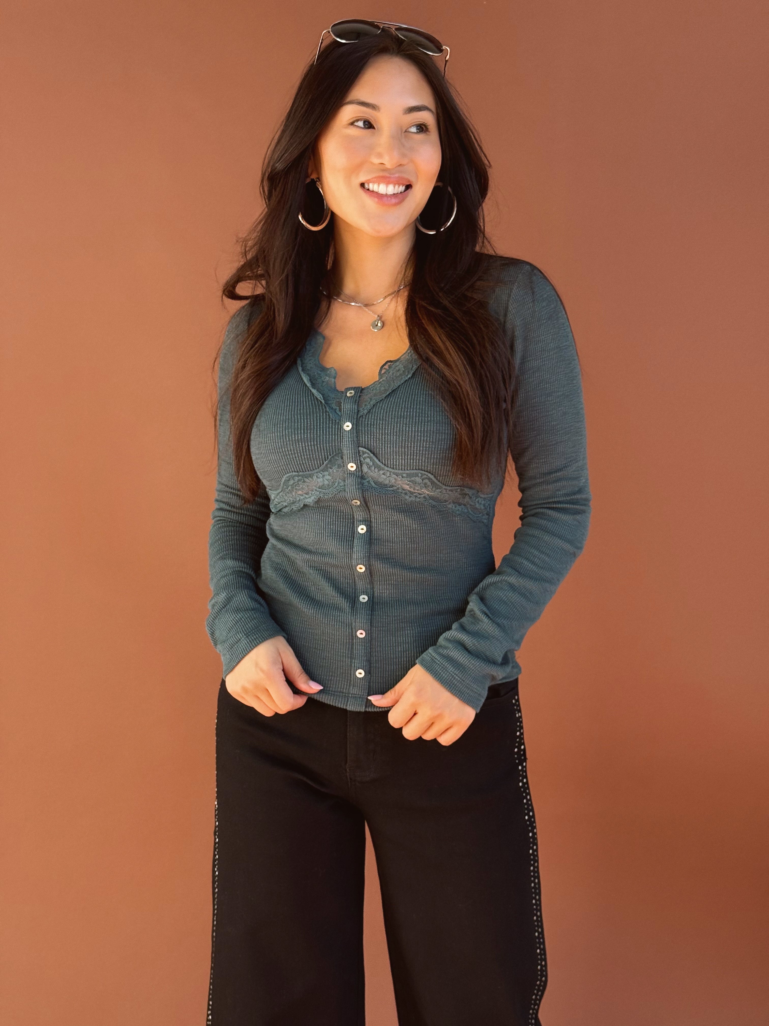 Mara Top - FOREST GREEN - willows clothing L/S SHIRT