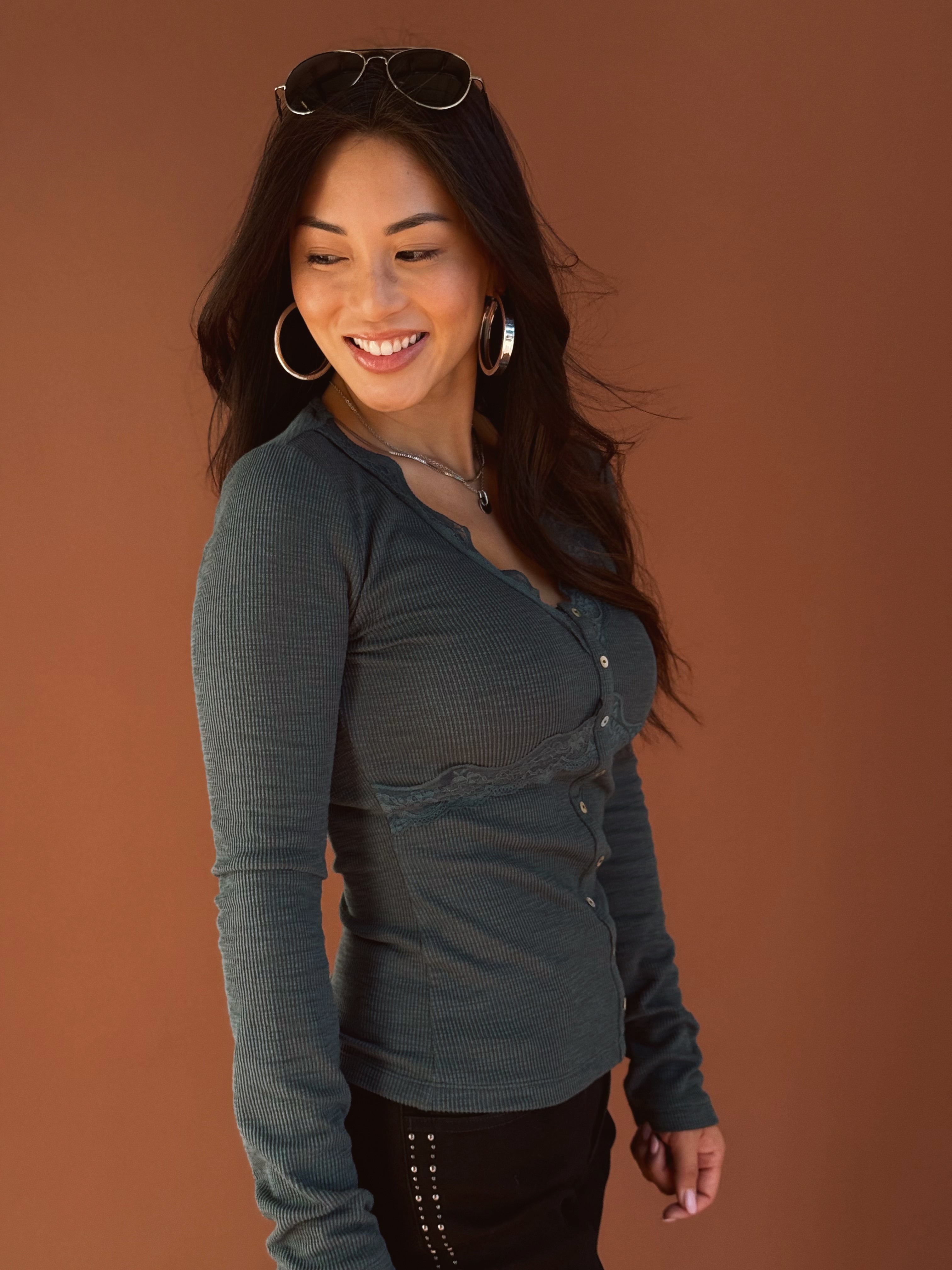 Mara Top - FOREST GREEN - willows clothing L/S SHIRT