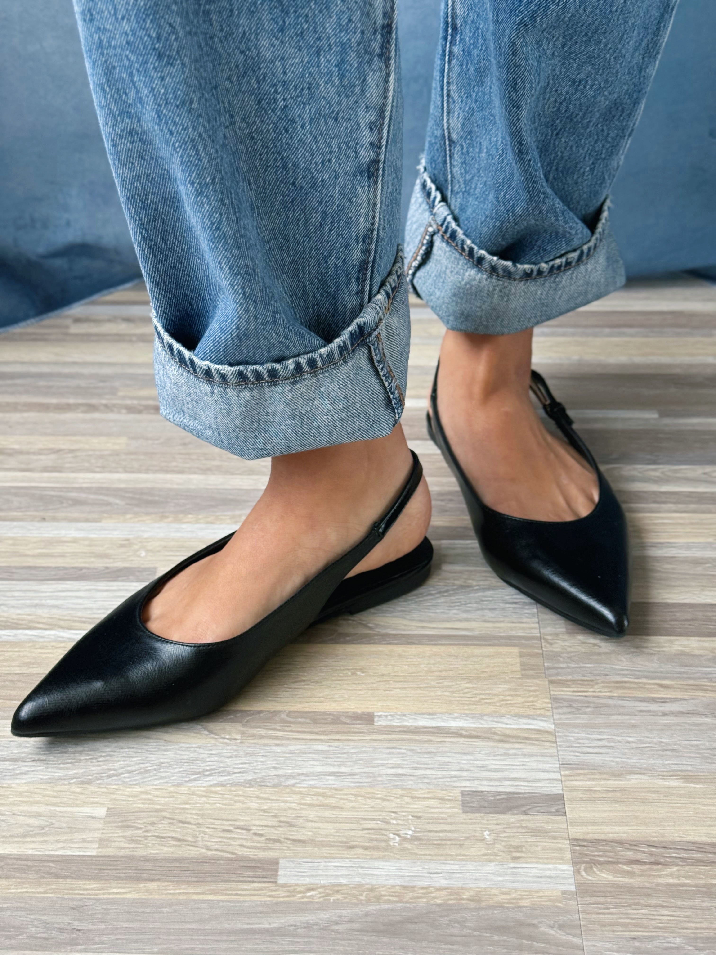 Maren Slingback Flats - BLACK - willows clothing Flats
