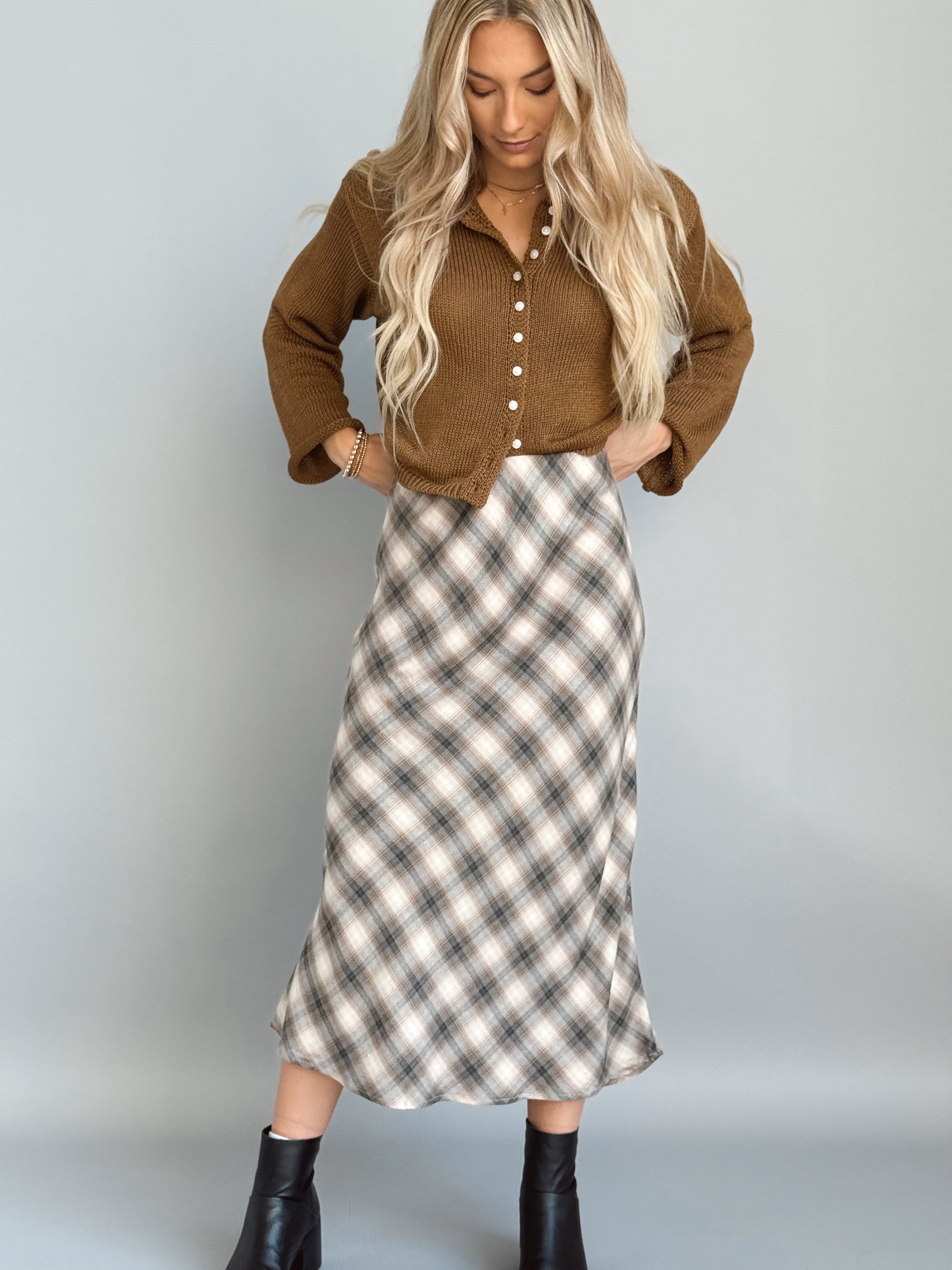 Maxine Skirt - CHARCOAL - willows clothing MIDI SKIRT