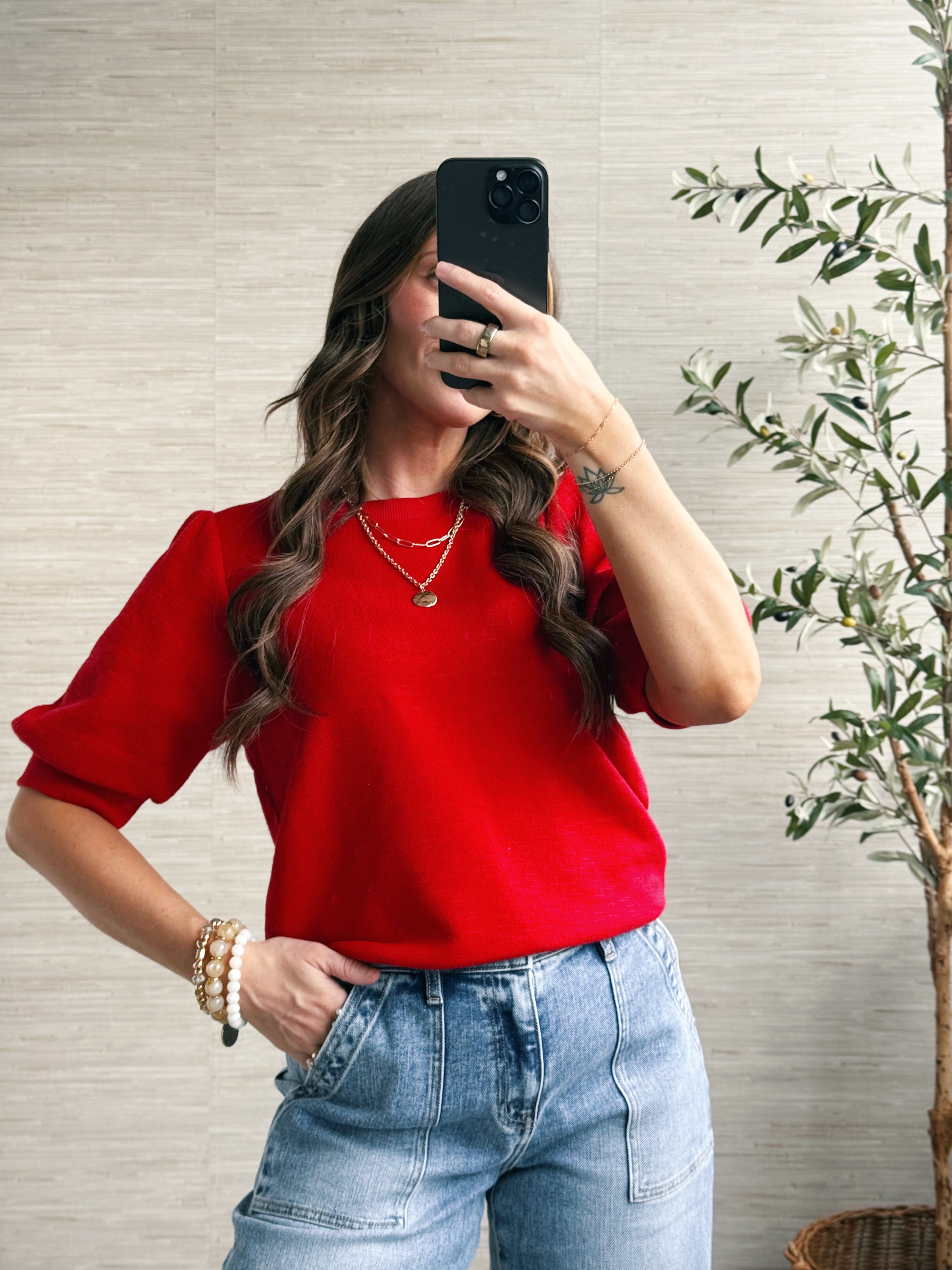 Melinda Sweater - RED - willows clothing SWEATER