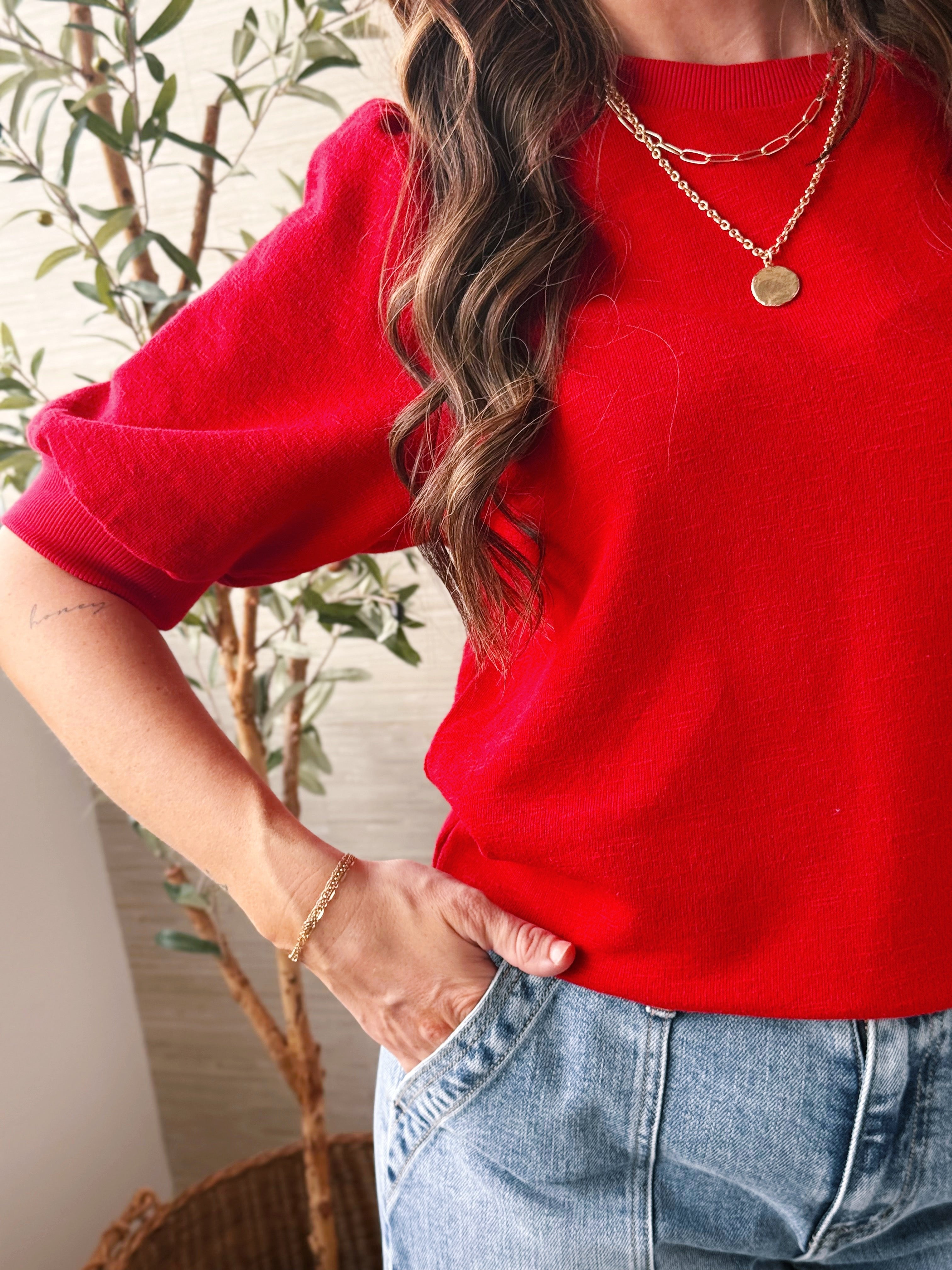 Melinda Sweater - RED - willows clothing SWEATER