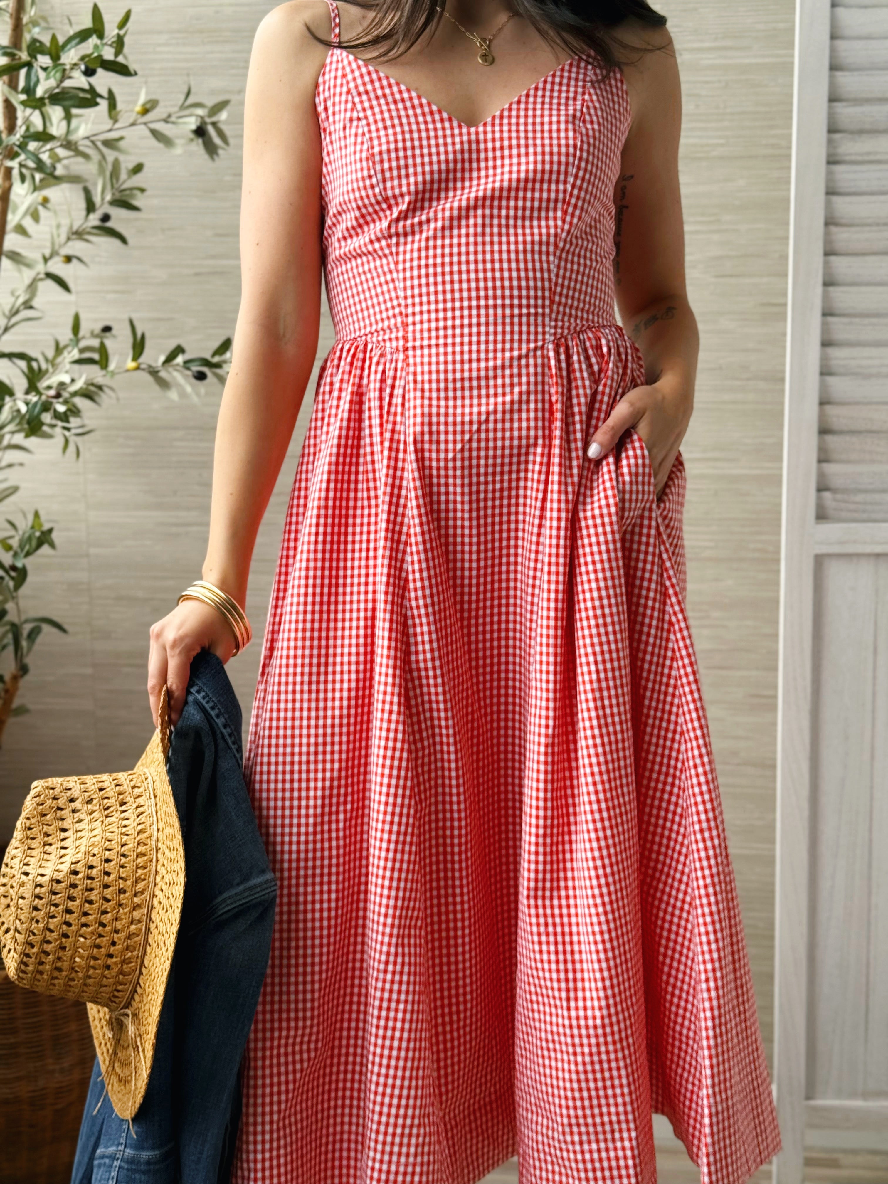 Meryl Dress - RED/WHITE - willows clothing MIDI DRESS