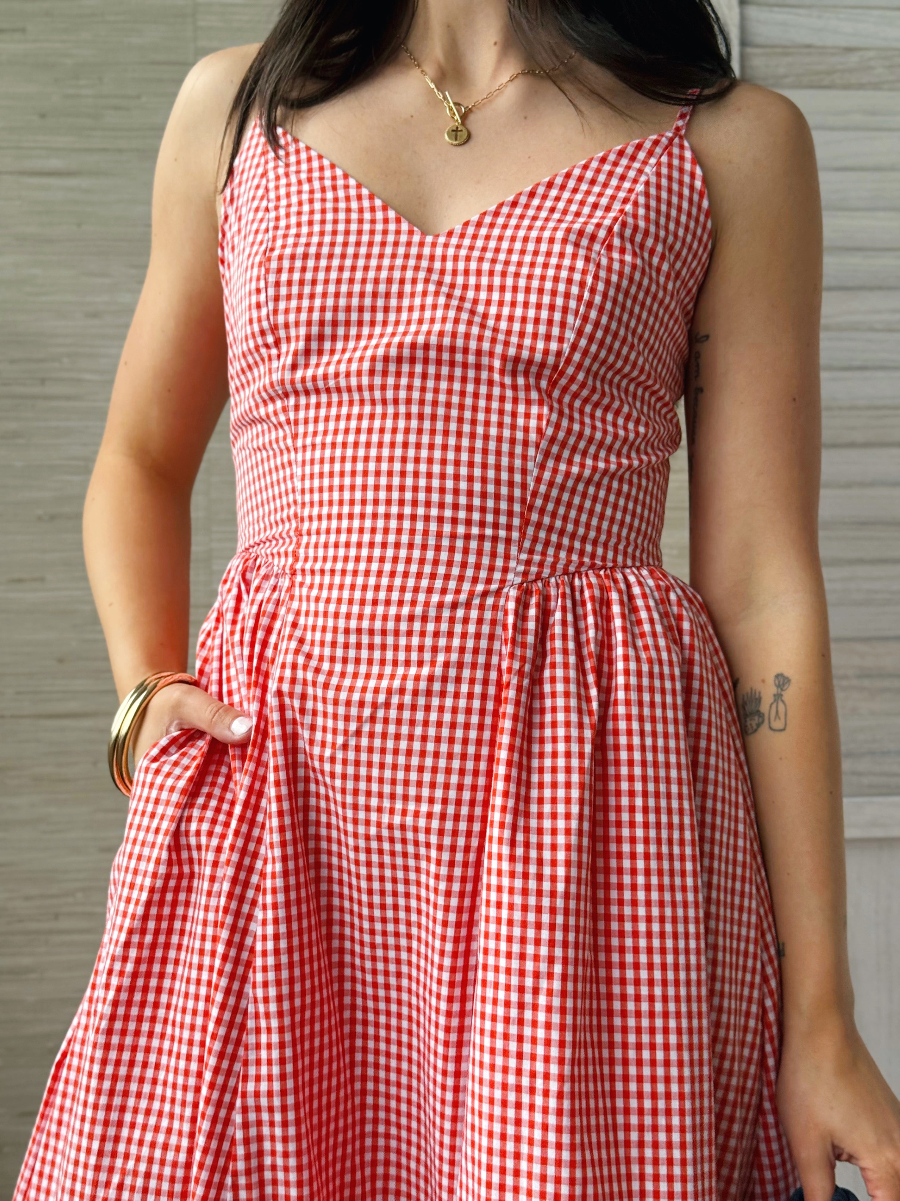 Meryl Dress - RED/WHITE - willows clothing MIDI DRESS