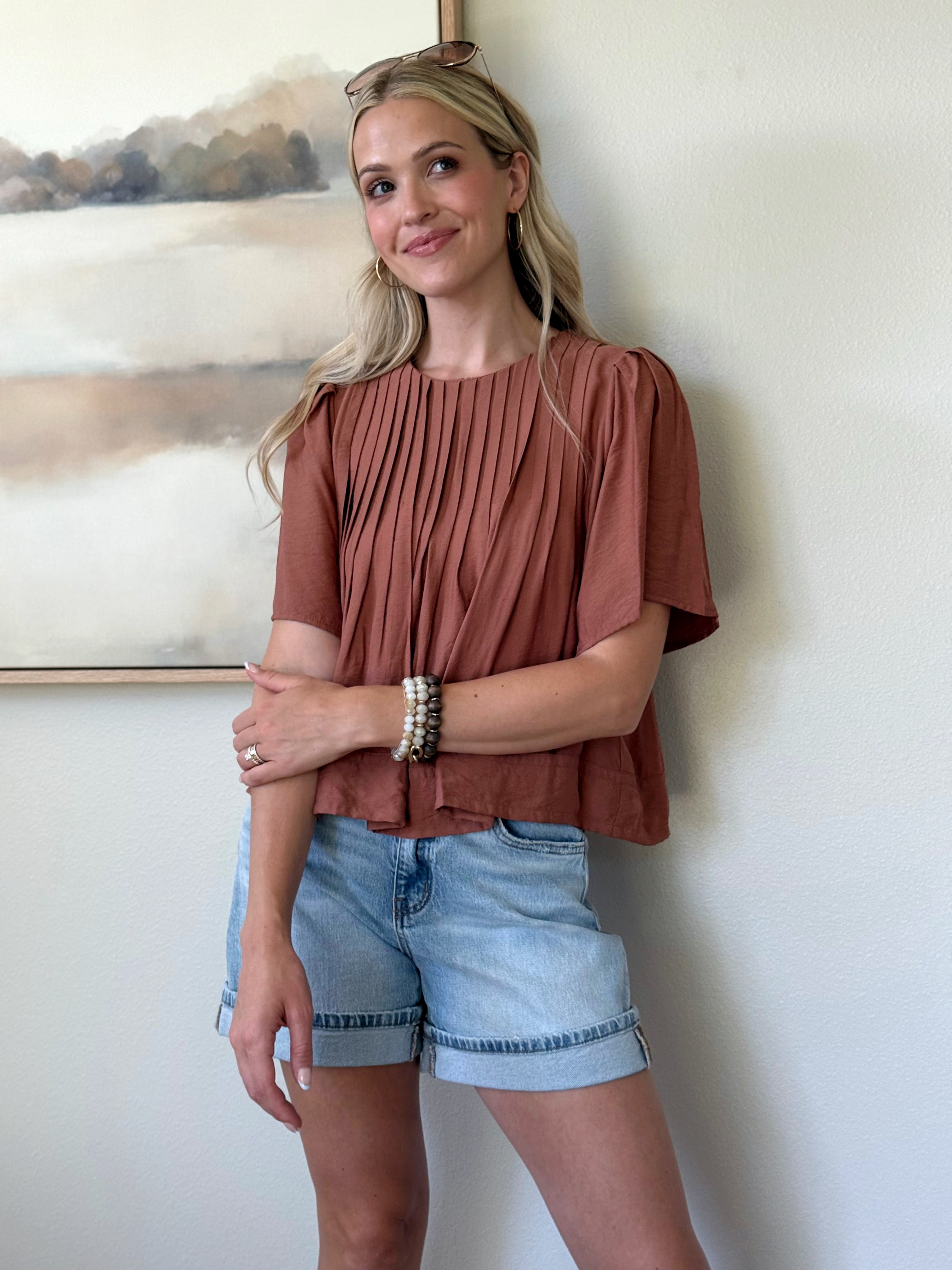 Micah Blouse - CLAY - willows clothing BLOUSE