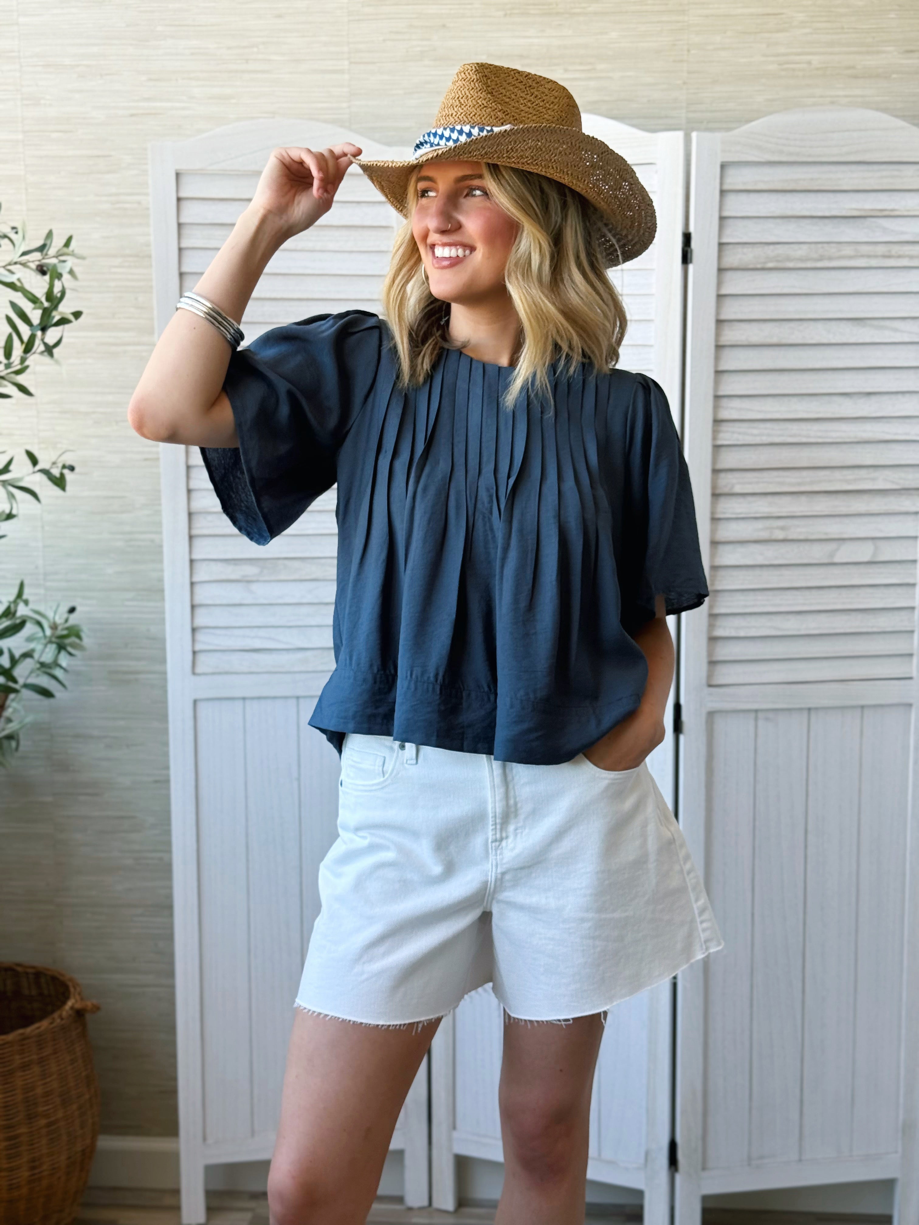 Micah Blouse - DEEP BLUE - willows clothing BLOUSE