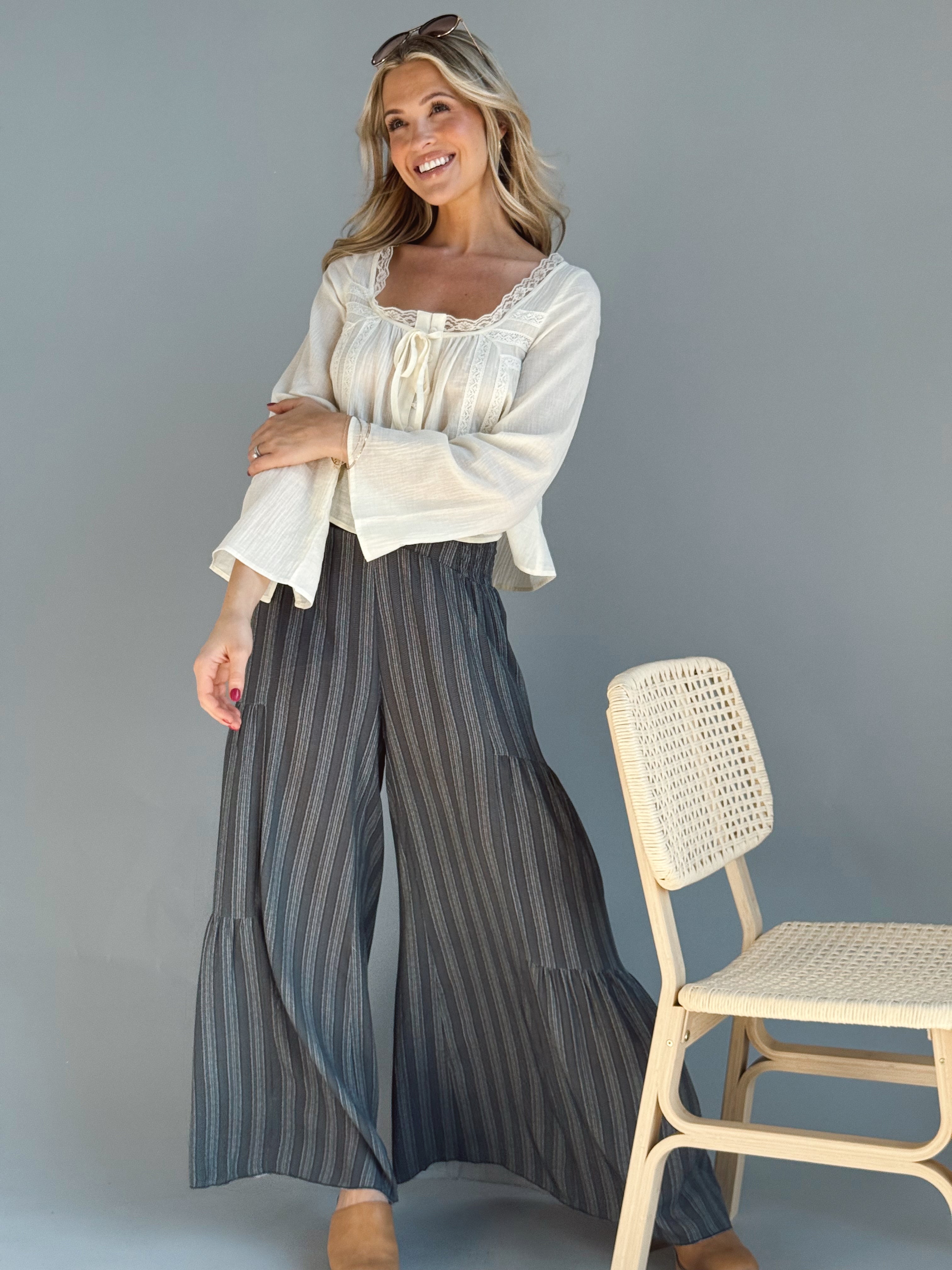 Midnight Pour Pants - CHARCOAL / OFF WHITE - willows clothing PANTS