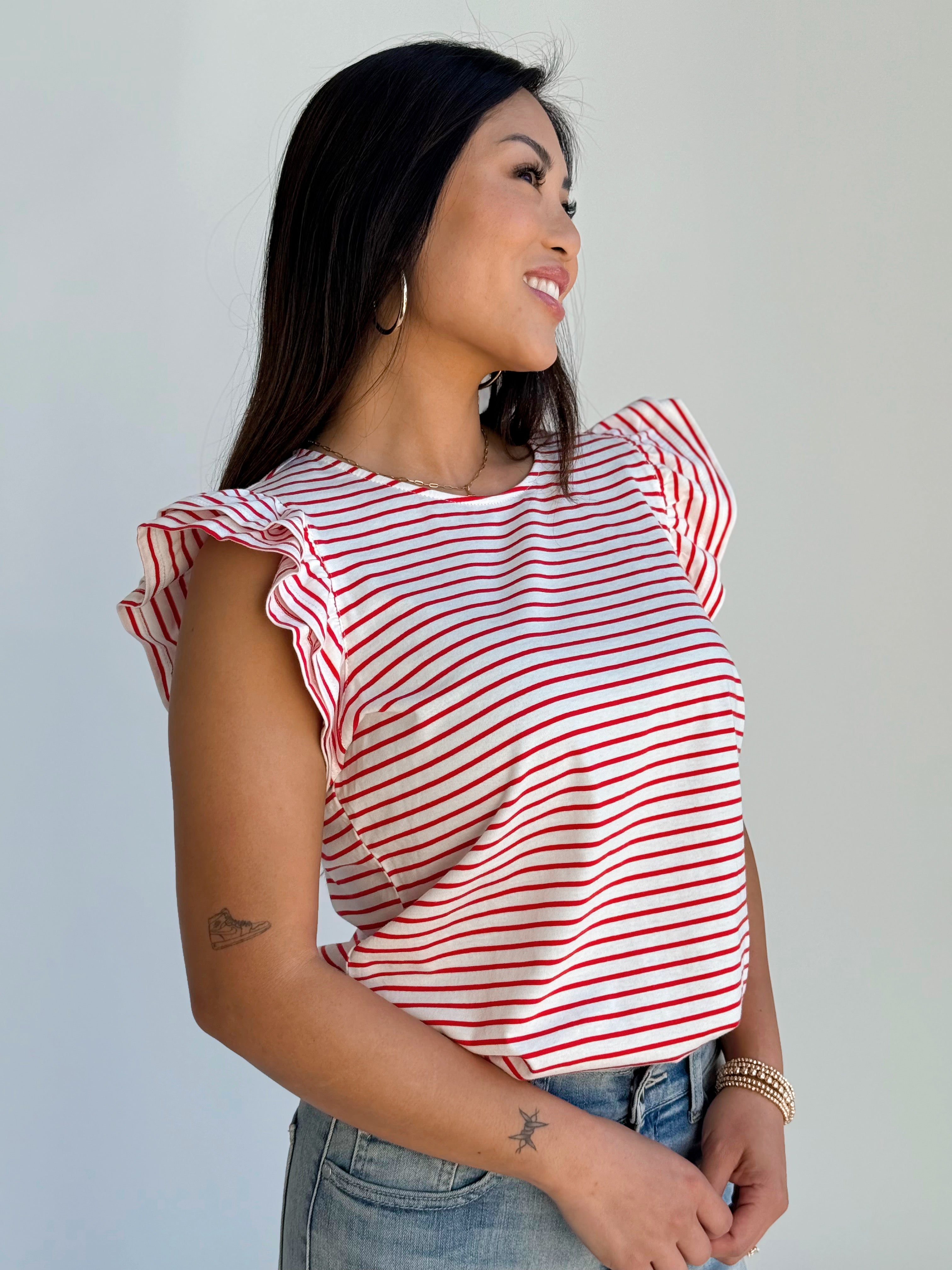 Minnie Tee - WHITE/RED - willows clothing S/S SHIRT