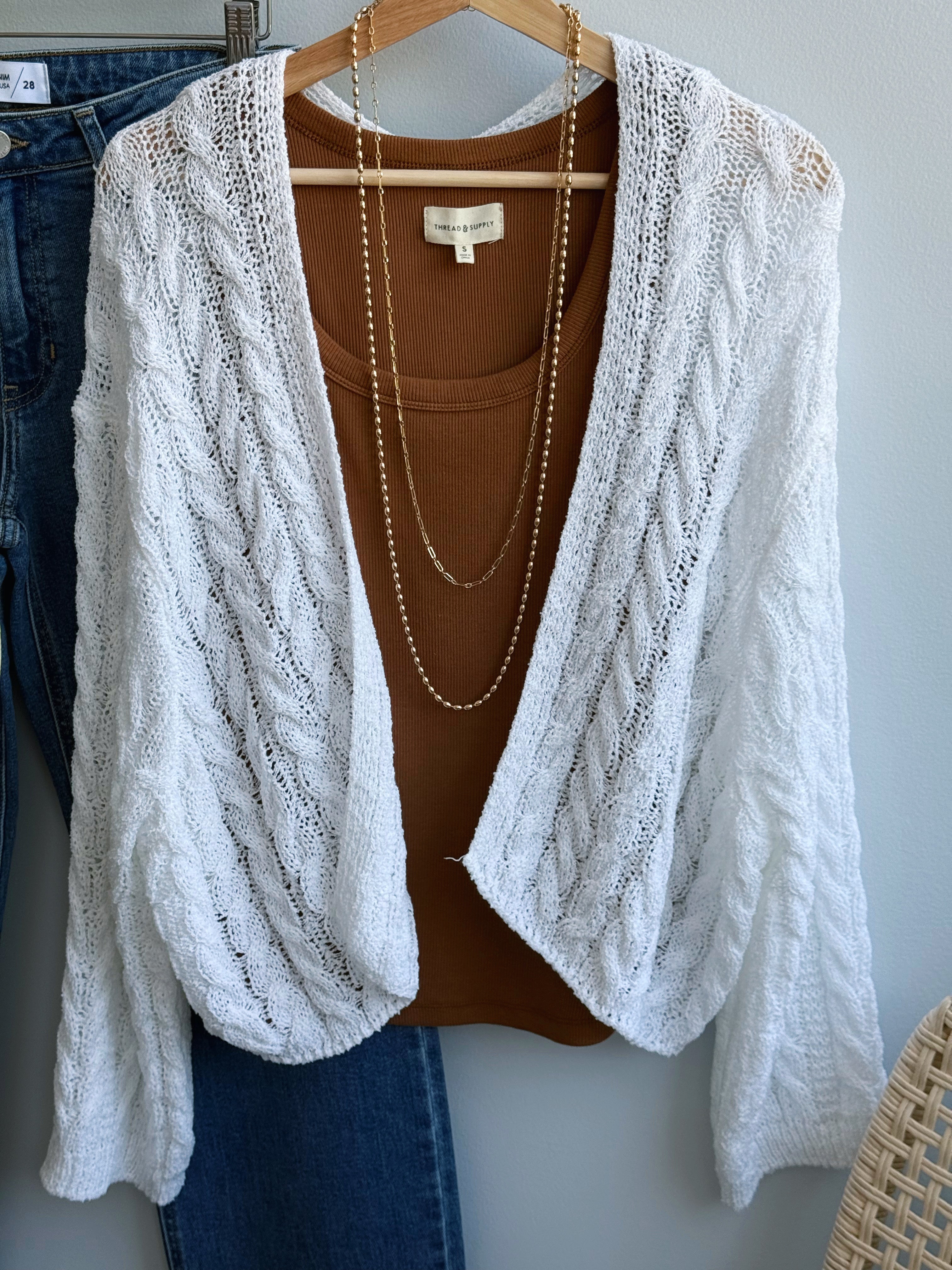 Miss You Cardigan - WHITE - willows clothing Cardigan