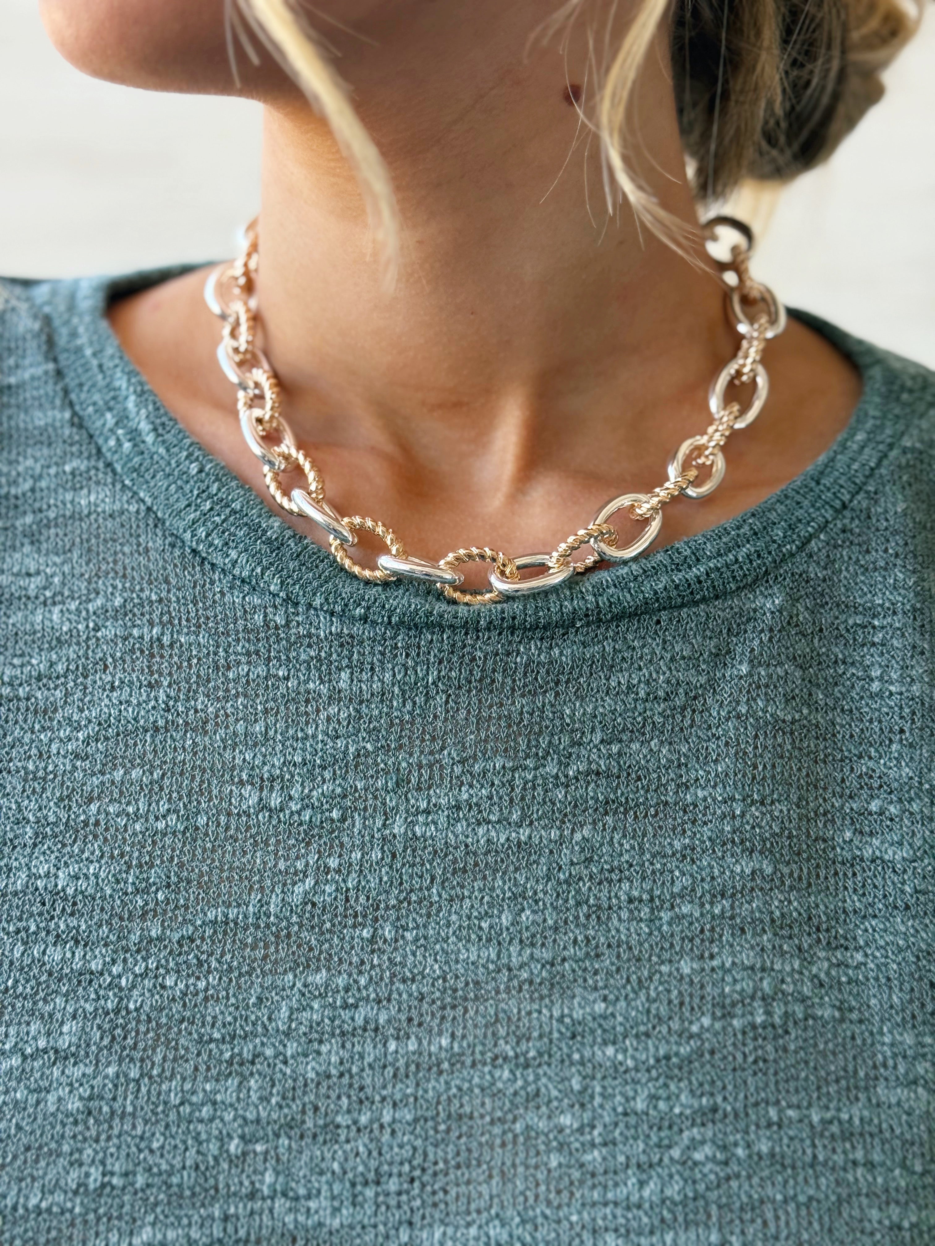 Mixed Metal Chain Necklace - willows clothing NECKLACE